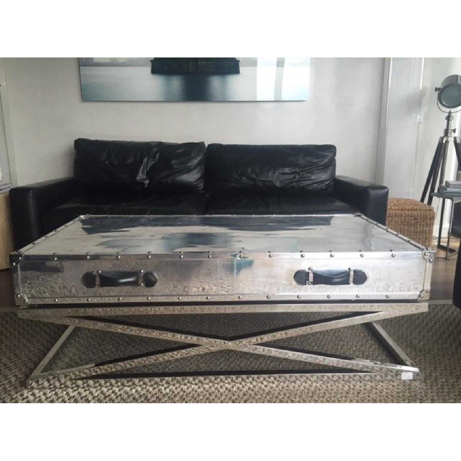 Restoration Hardware Trans-Atlantic Steamer Trunk X-Base Coffee Table - image-1