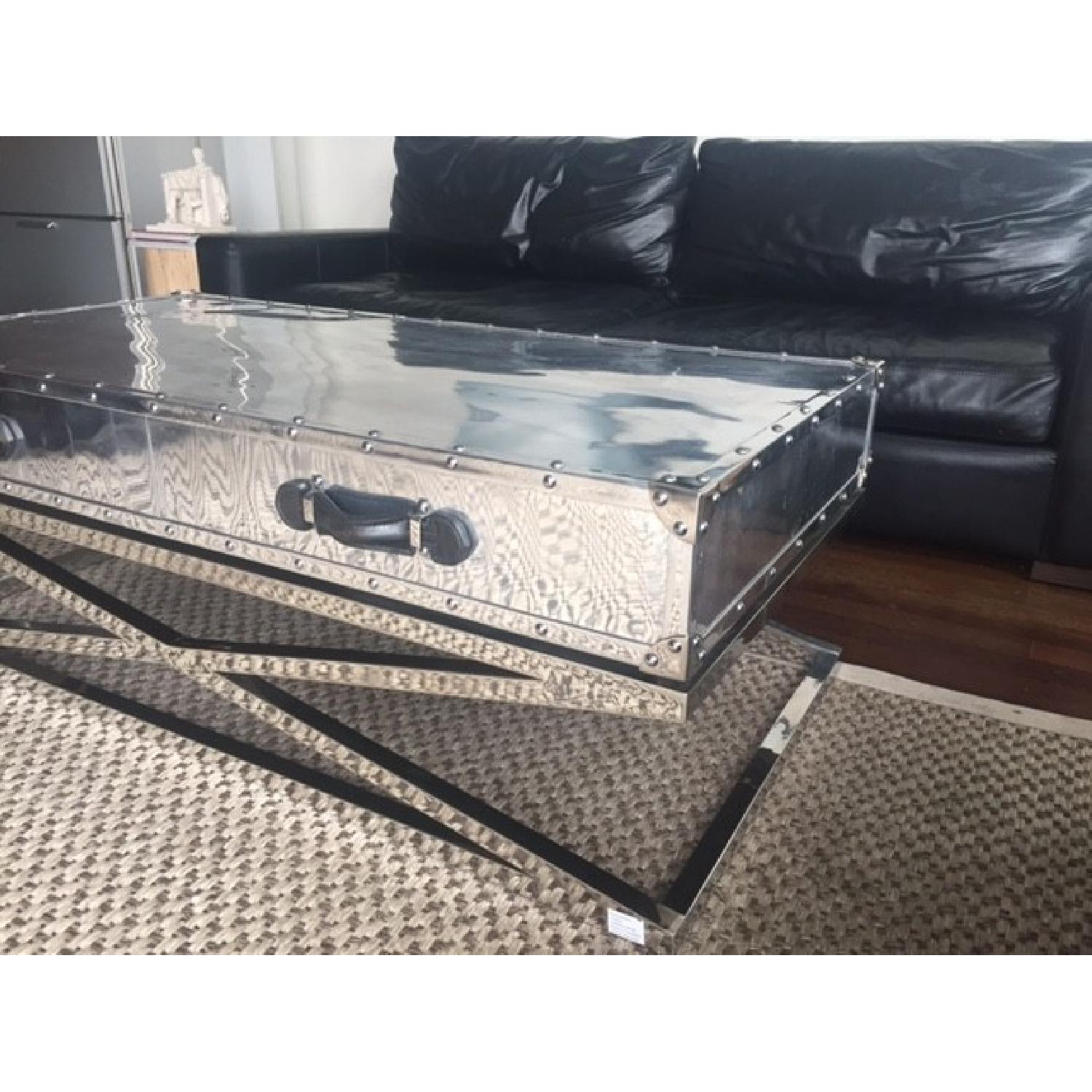 Restoration Hardware Trans-Atlantic Steamer Trunk X-Base Coffee Table - image-2