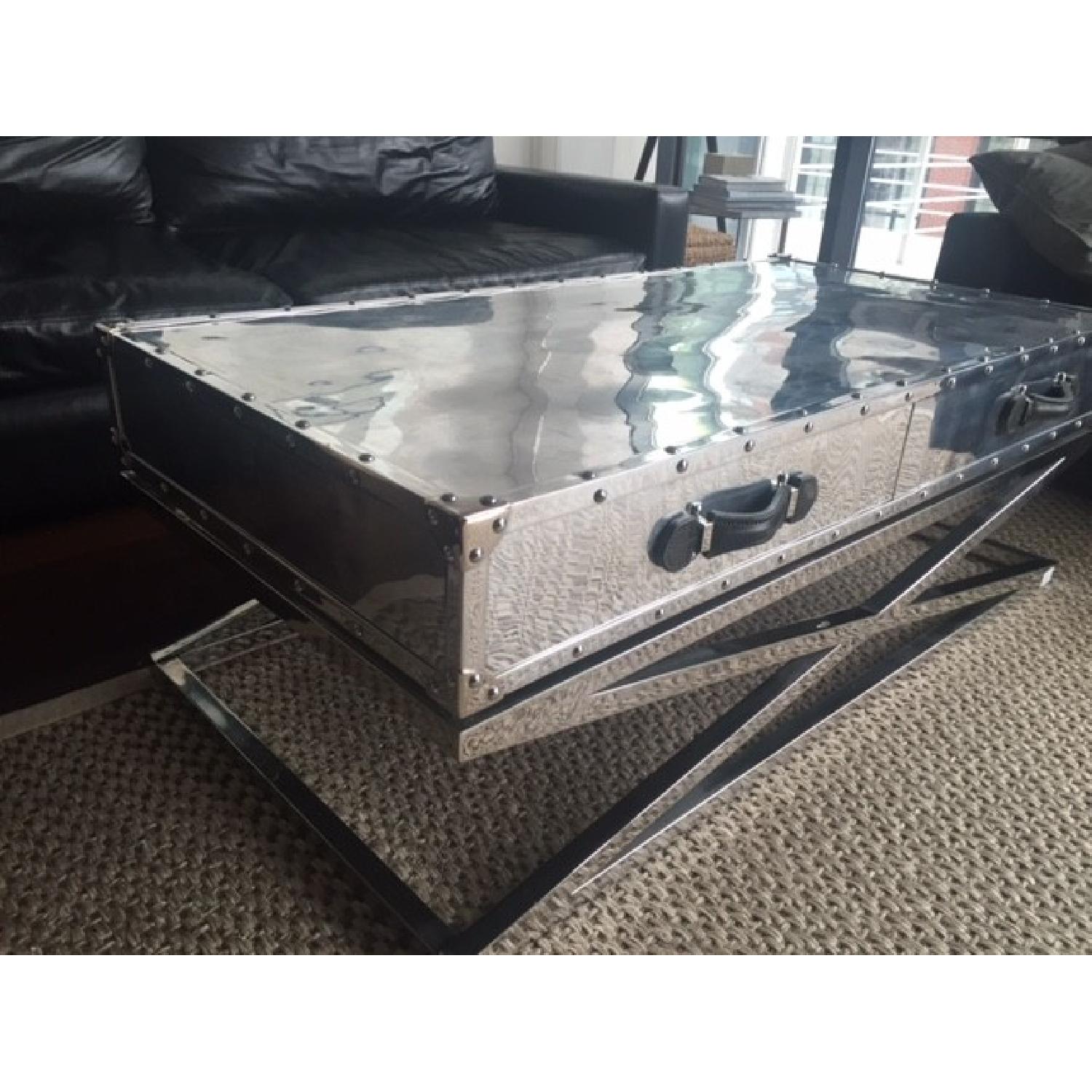 Restoration Hardware Trans-Atlantic Steamer Trunk X-Base Coffee Table - image-3