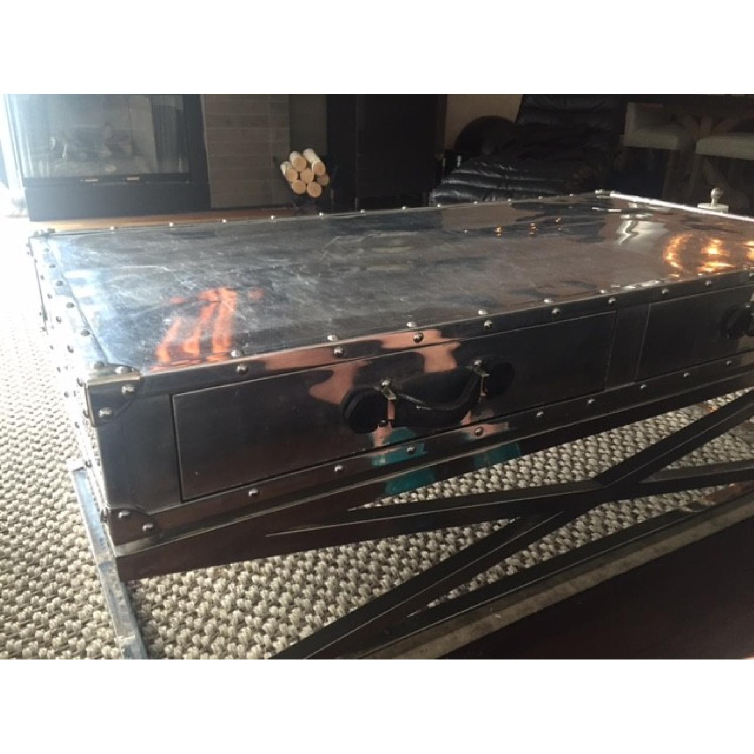 Restoration Hardware Trans-Atlantic Steamer Trunk X-Base Coffee Table - image-4