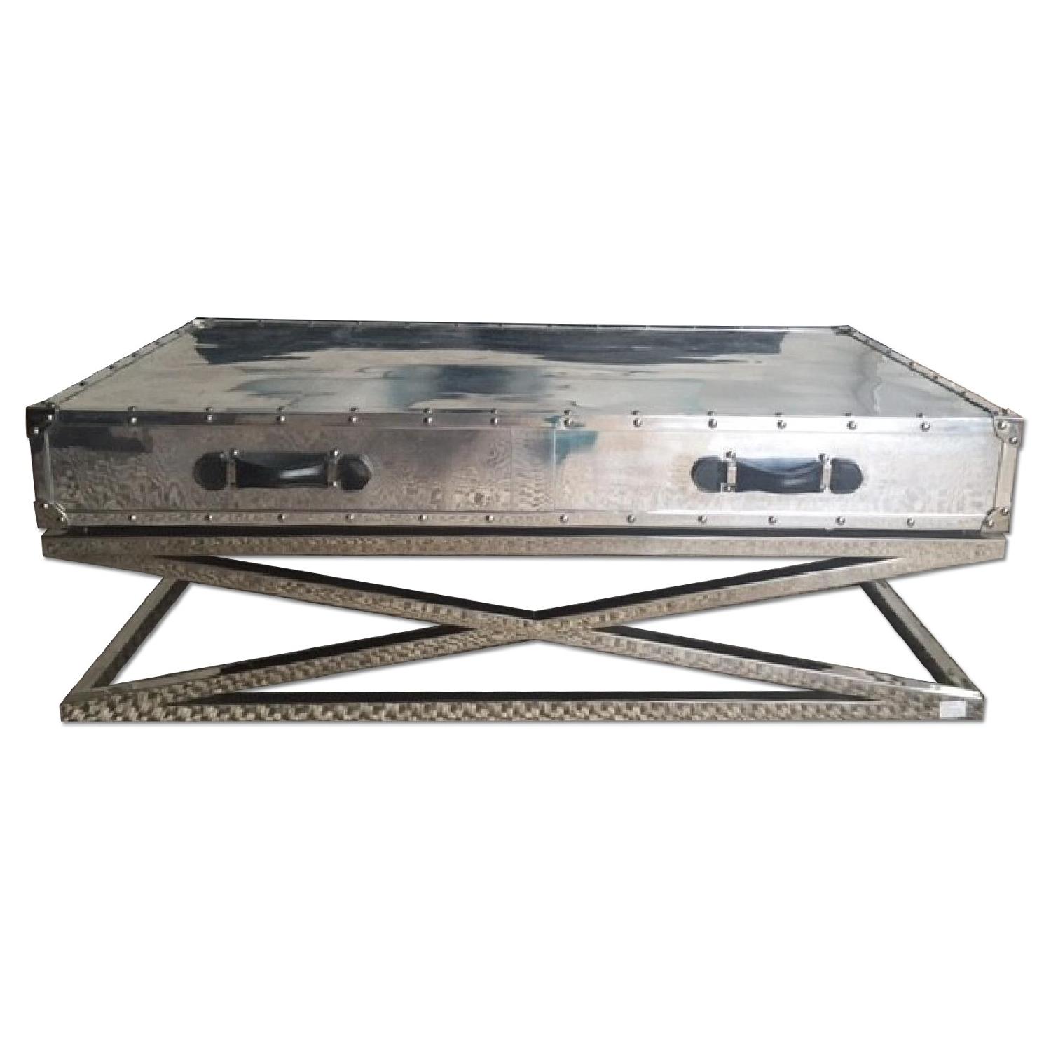 Restoration Hardware Trans-Atlantic Steamer Trunk X-Base Coffee Table - image-0
