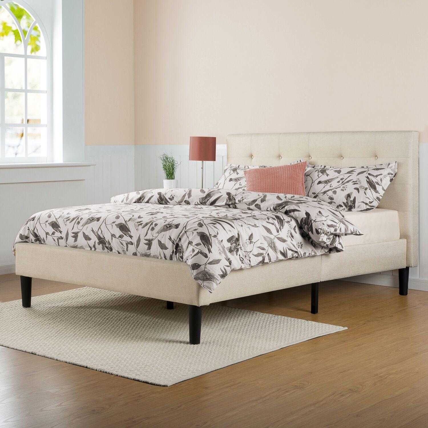 Sleep Revolution Taupe Button Tufted Platform Bed - image-1