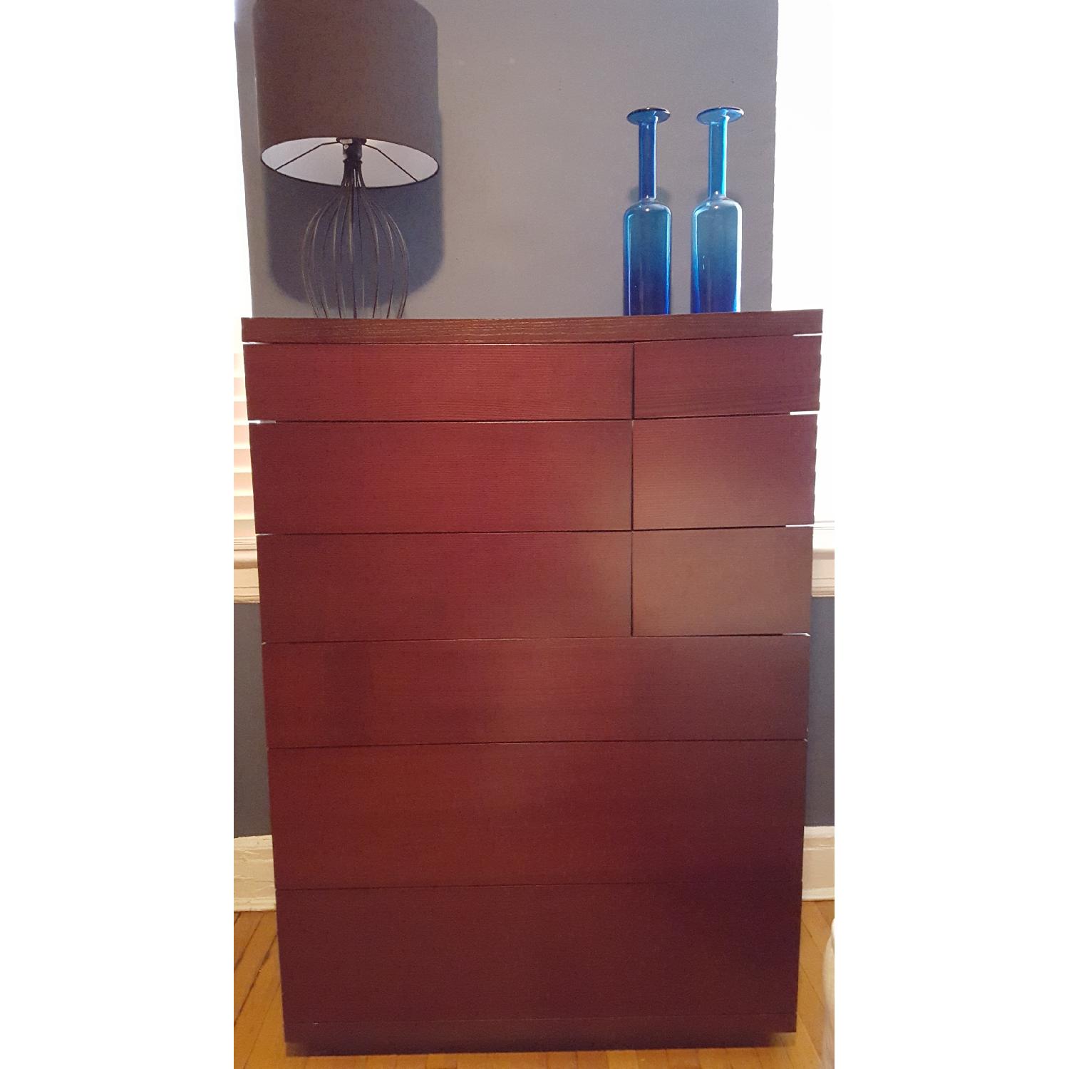 9 Drawer Dresser in Brown w/ Slate Blue Interiors - image-1