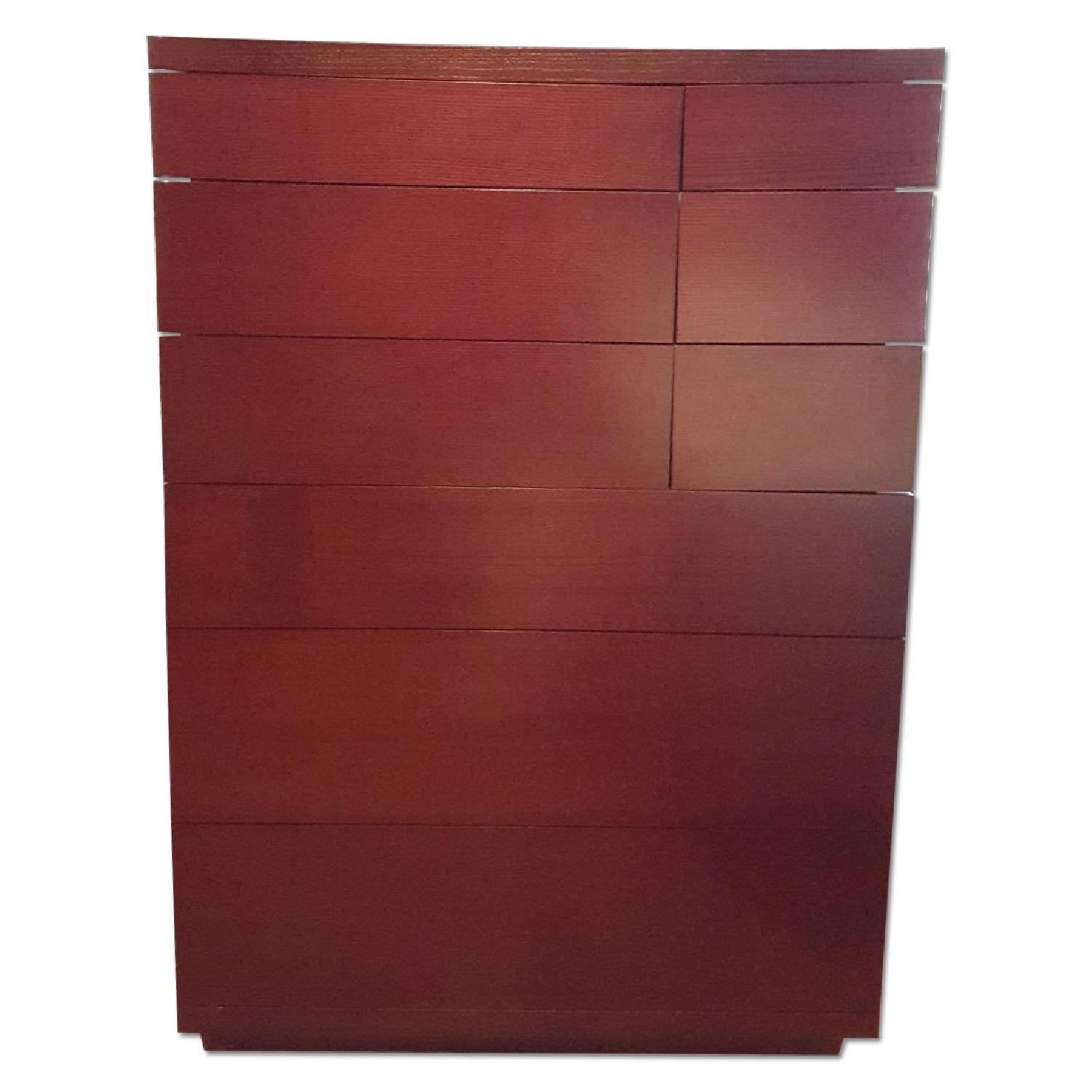 9 Drawer Dresser in Brown w/ Slate Blue Interiors - image-0