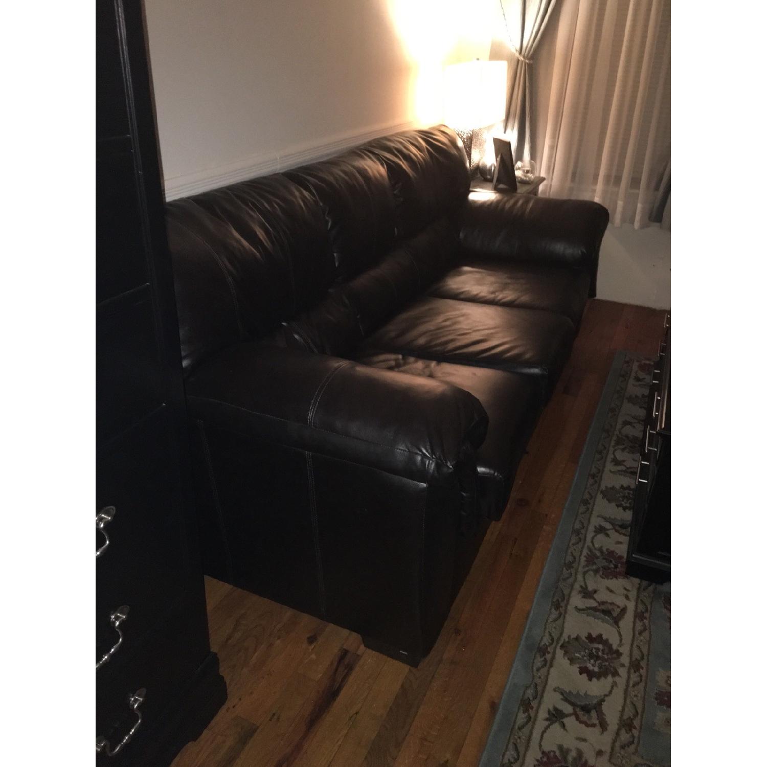 American Signature Furniture Espresso Leather Couch - image-2