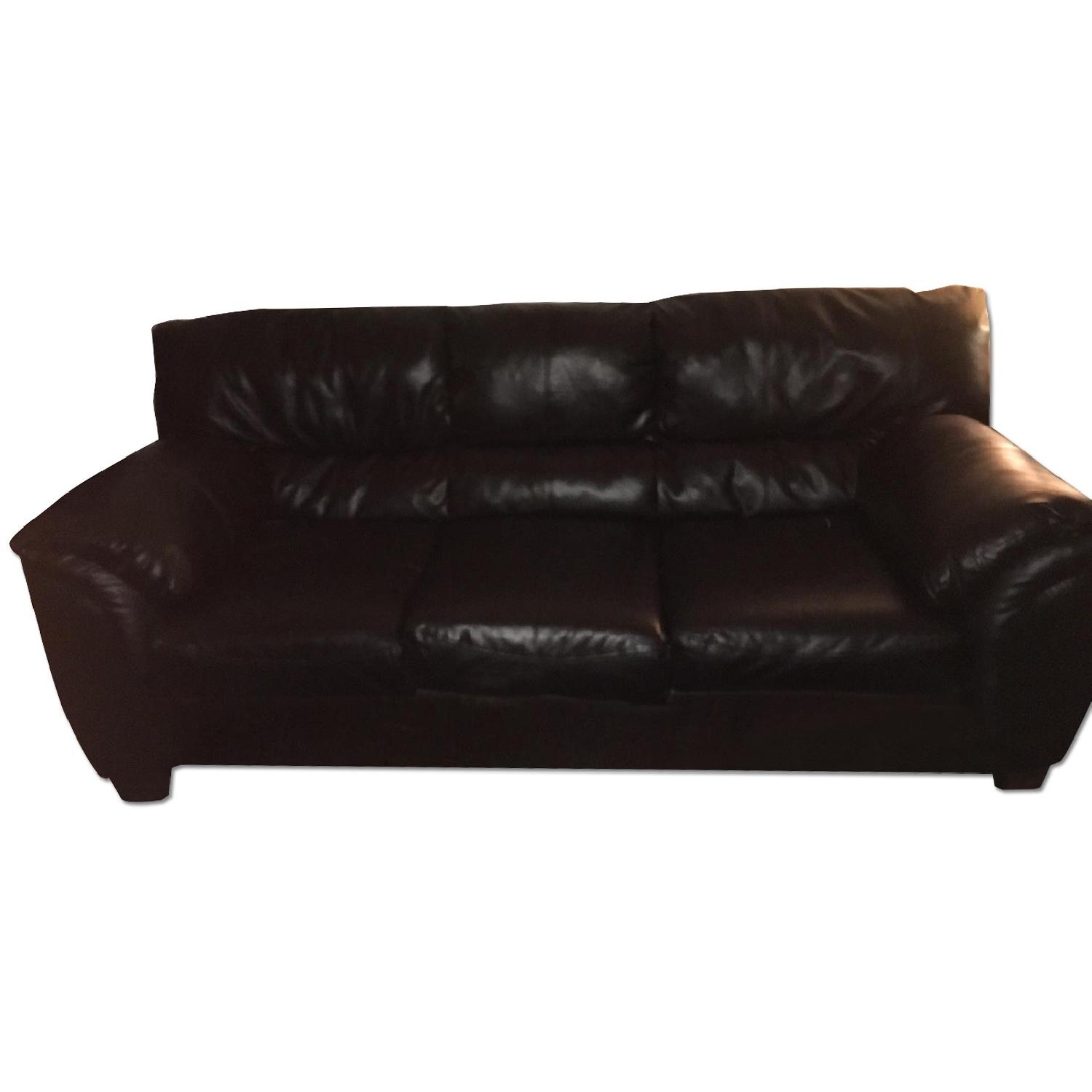 American Signature Furniture Espresso Leather Couch - image-0