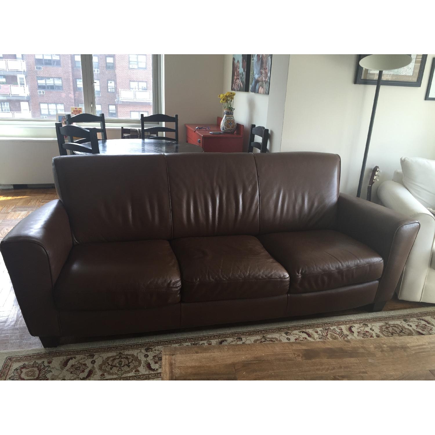 Natuzzi Brown Leather Couch - image-1