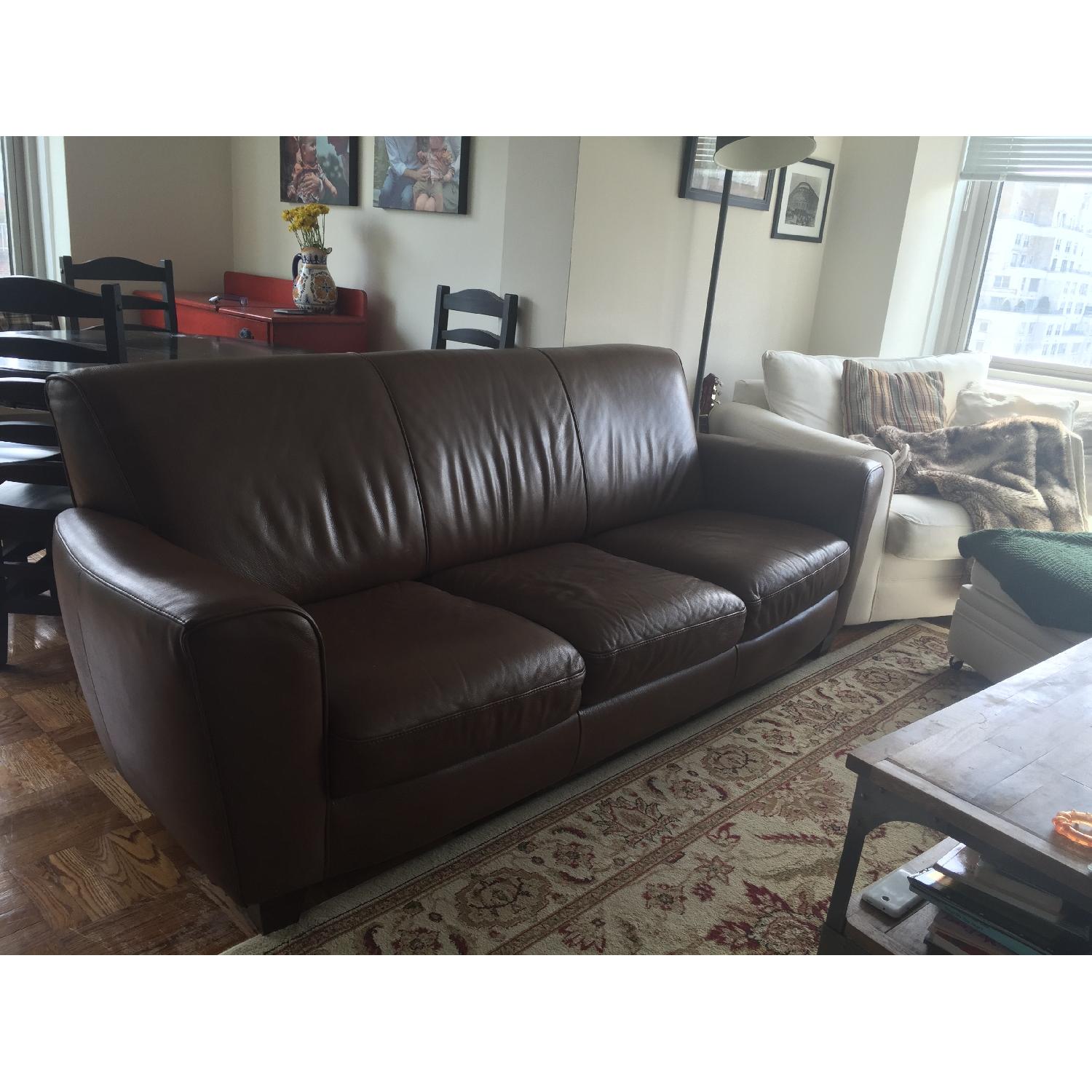 Natuzzi Brown Leather Couch - image-4