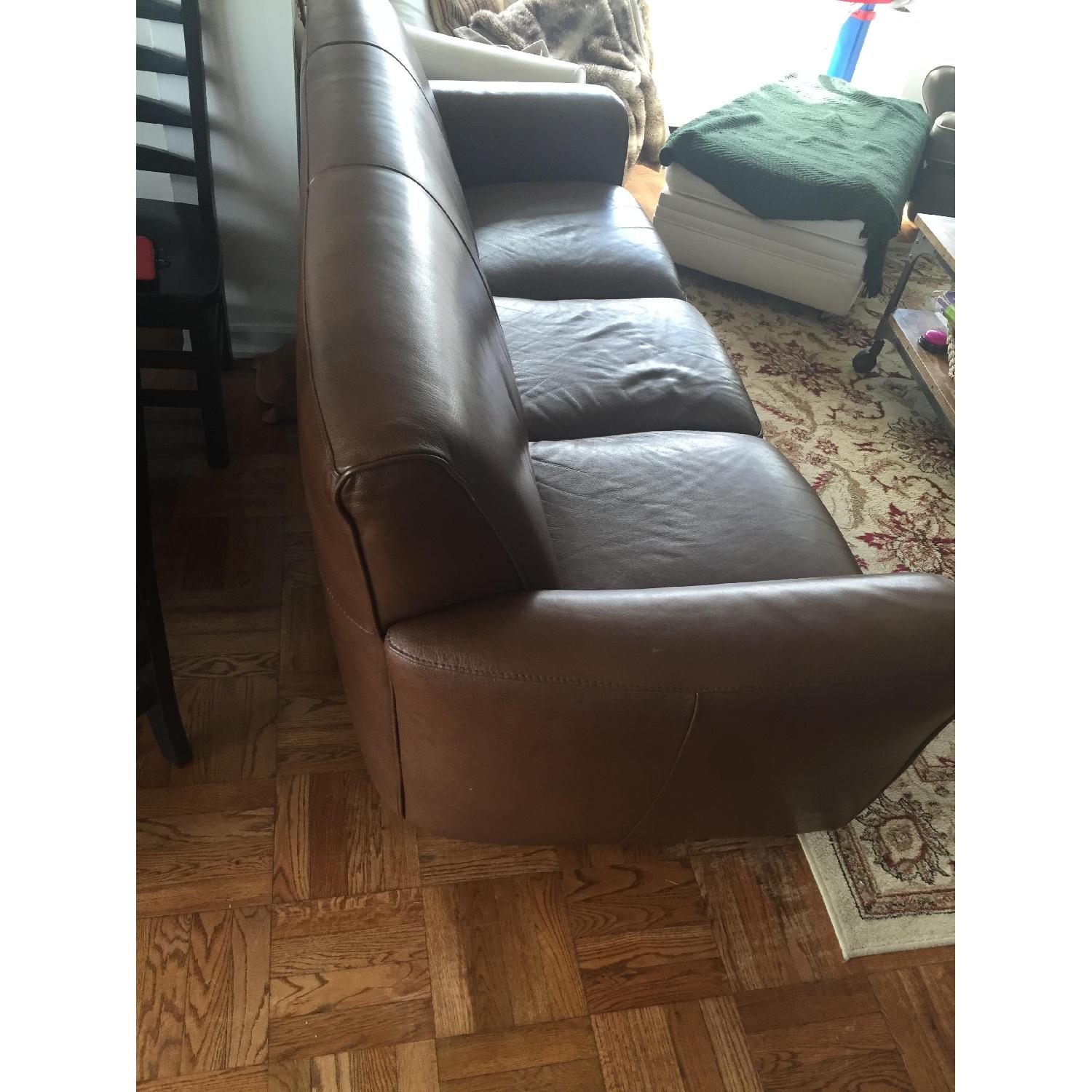 Natuzzi Brown Leather Couch - image-5