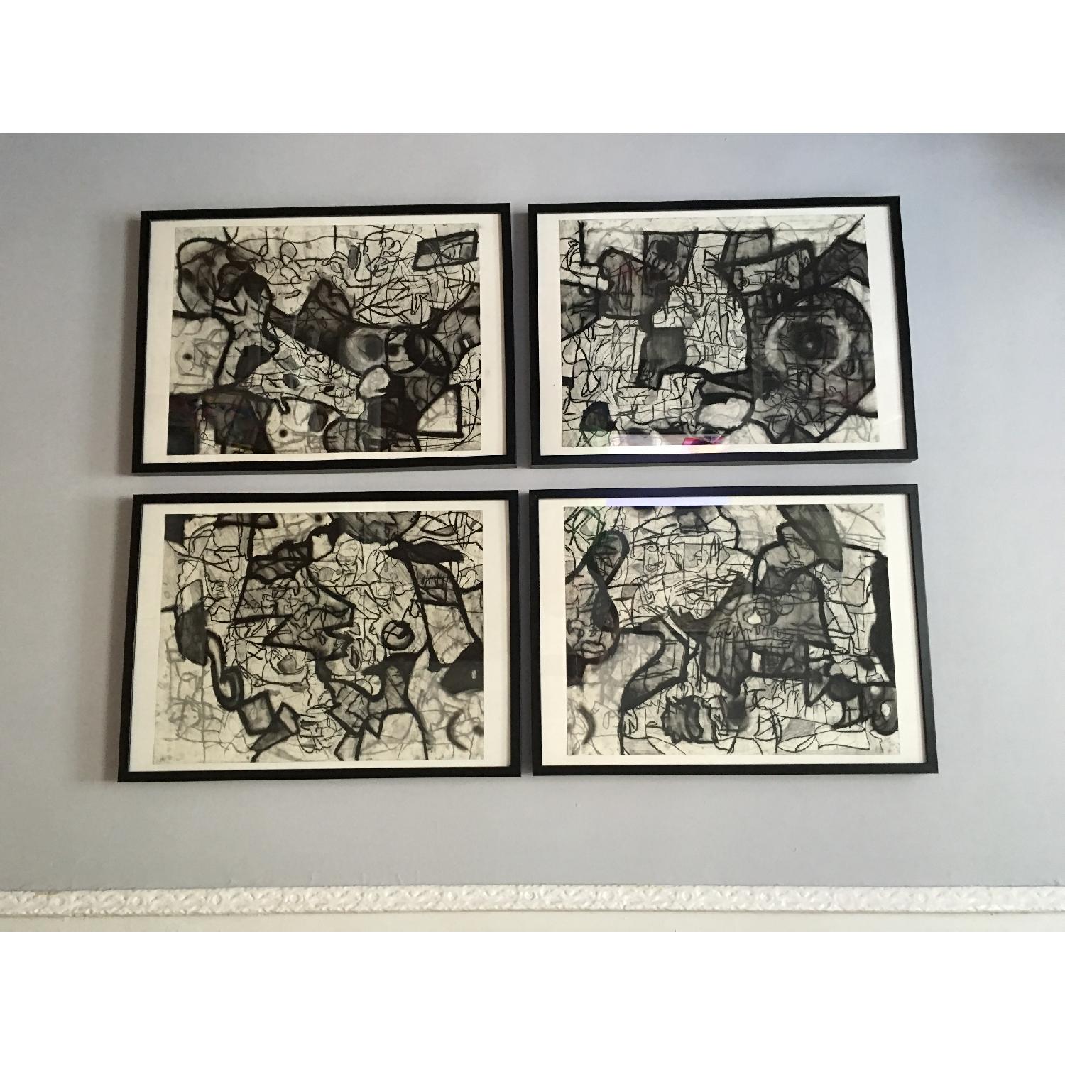 Abstract Charcoal Drawing by Craig Wilwol - Set of 4 - image-1