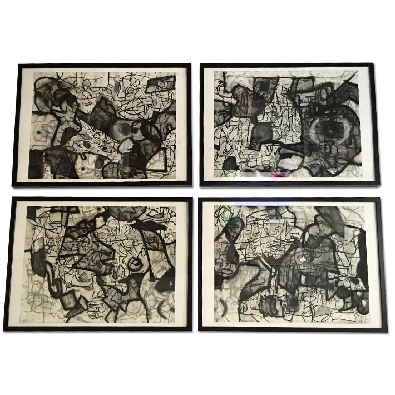 Abstract Charcoal Drawing by Craig Wilwol - Set of 4 - image-0