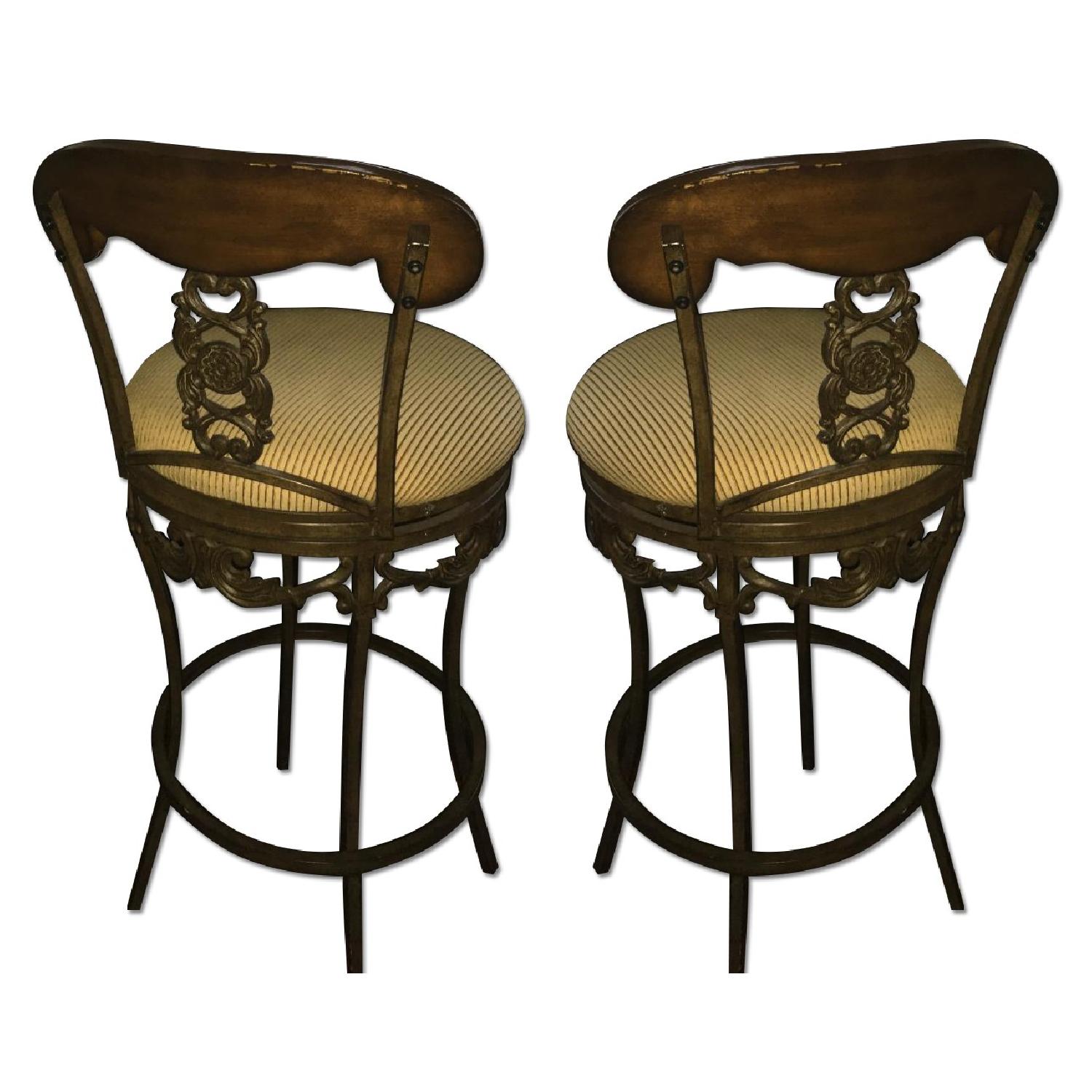 Wood & Italian Marble Top Bar w/ 2 Stools - image-4