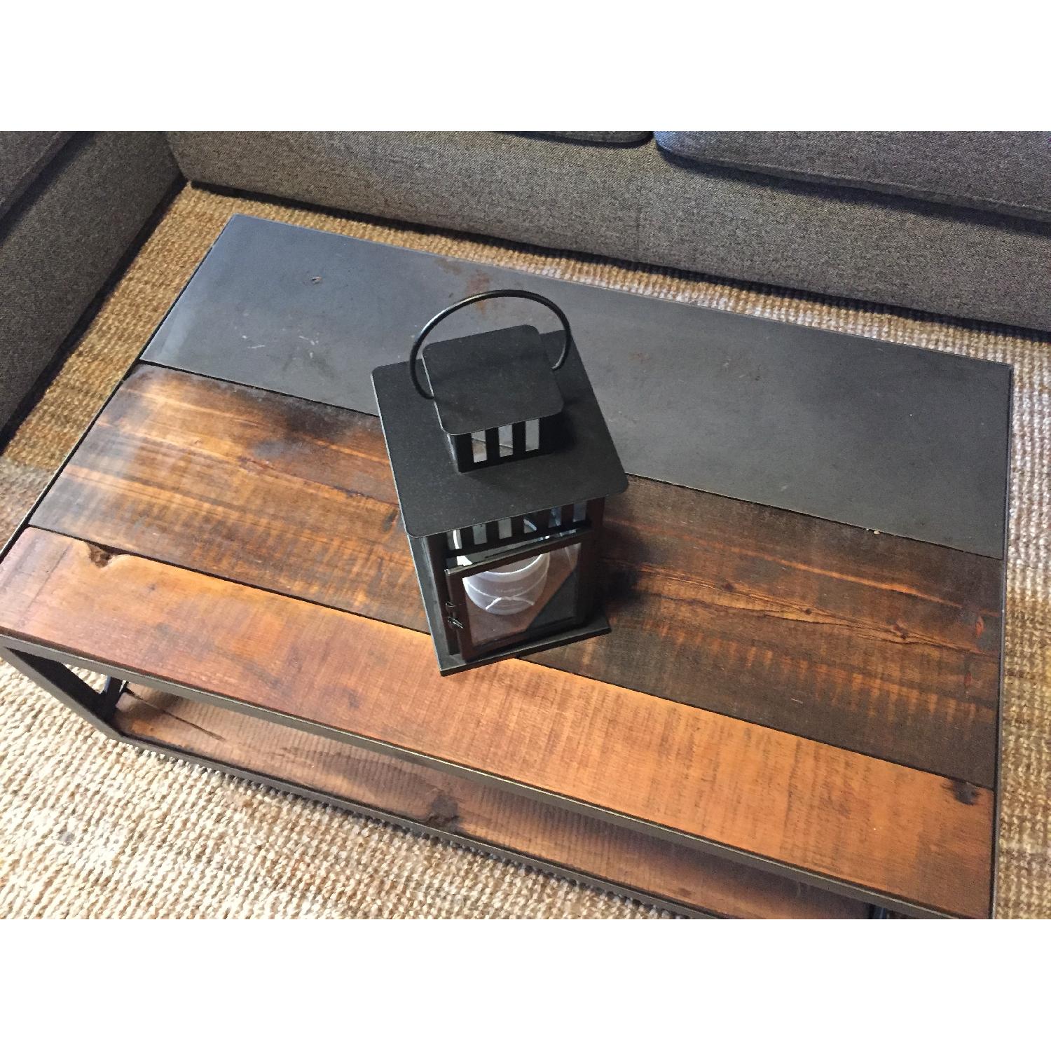 Industrial Coffee Table w/ Wheels - image-1
