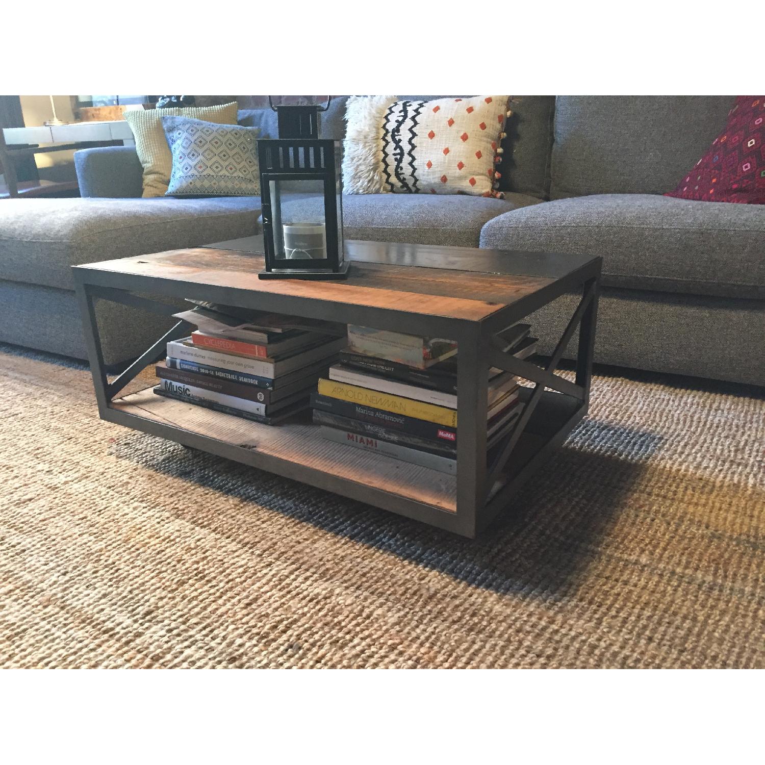 Industrial Coffee Table w/ Wheels - image-4