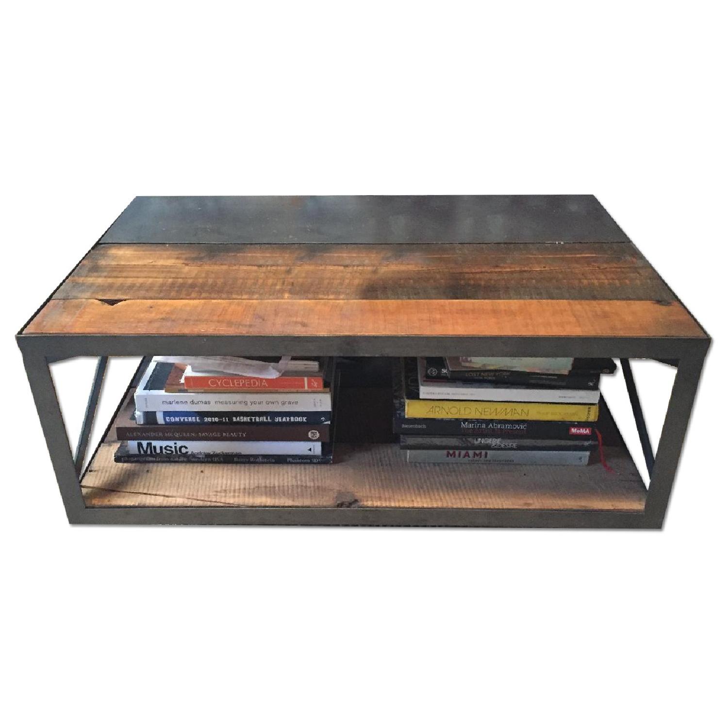 Industrial Coffee Table w/ Wheels - image-0