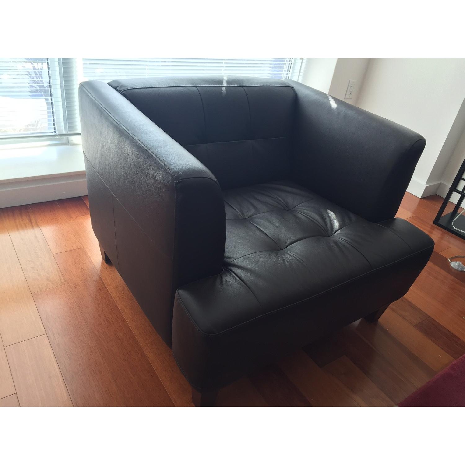 Macy's Brown Leather Sofa Chair AptDeco