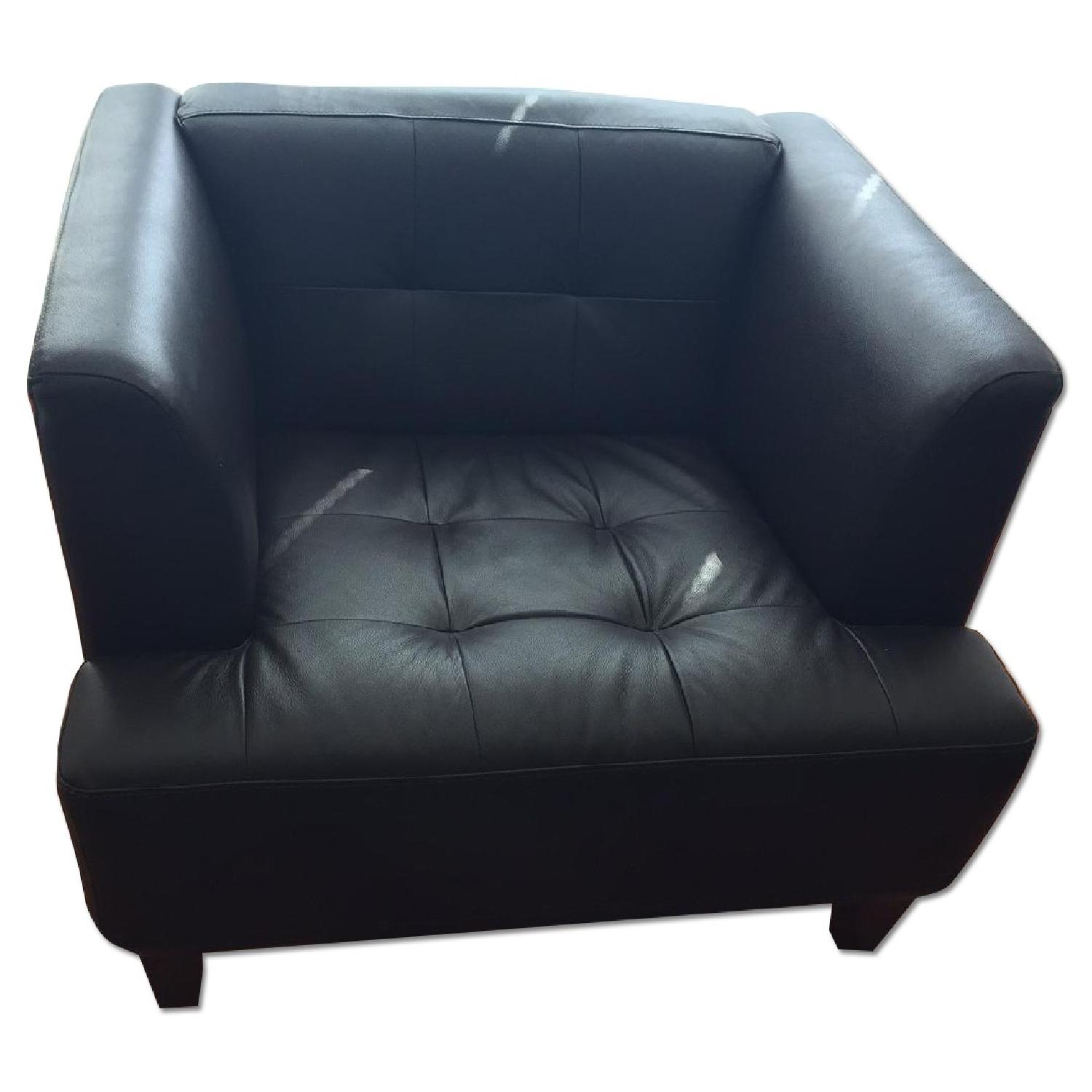 Macy's Brown Leather Sofa Chair AptDeco