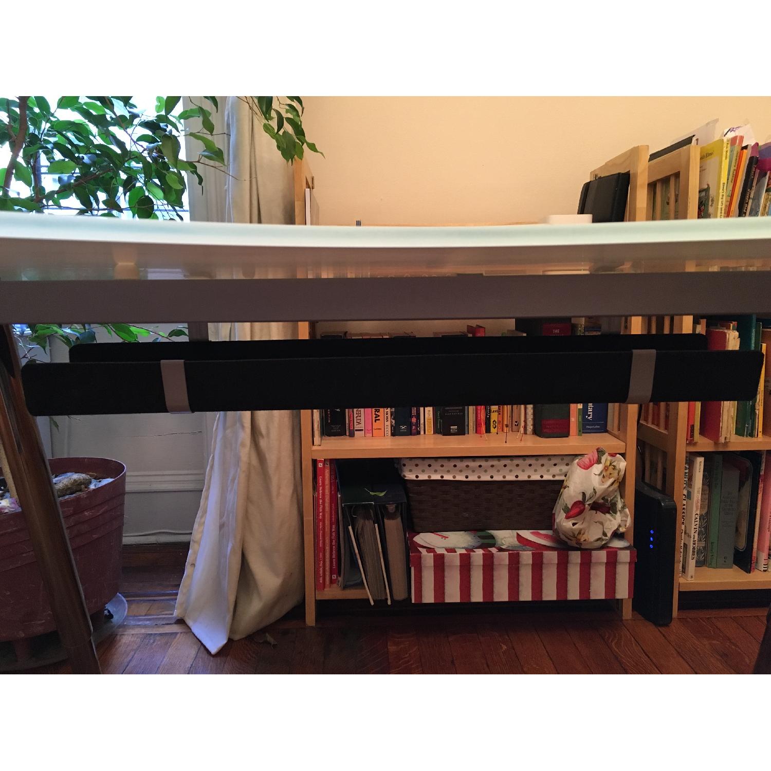 Ikea Kidney-Shaped White Glass Desk w/ A Legs - image-4