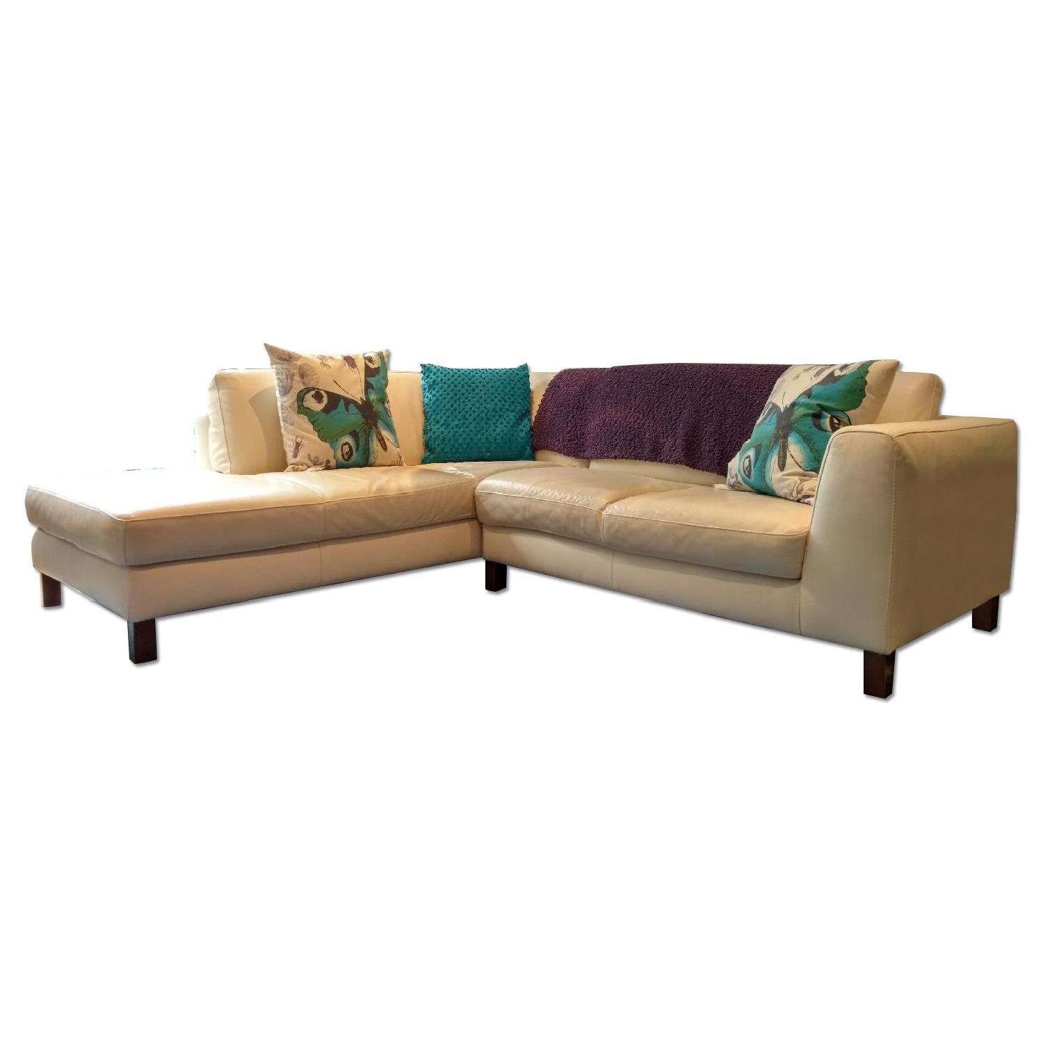 Ivory Leather Sectional AptDeco