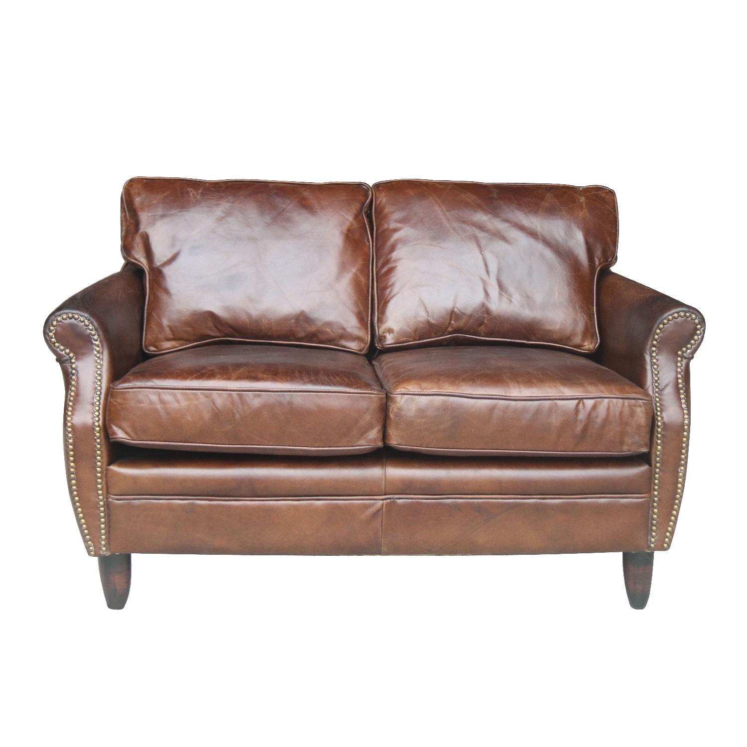 York Top-Grain Leather Love Seat - image-0