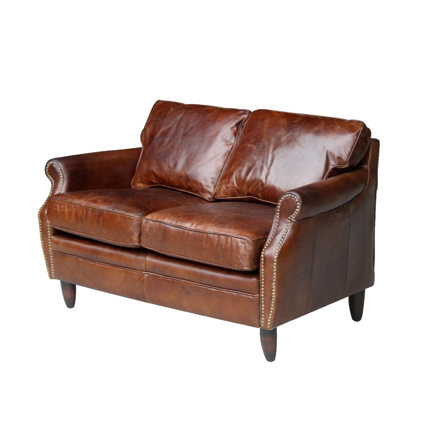 York Top-Grain Leather Love Seat - image-2