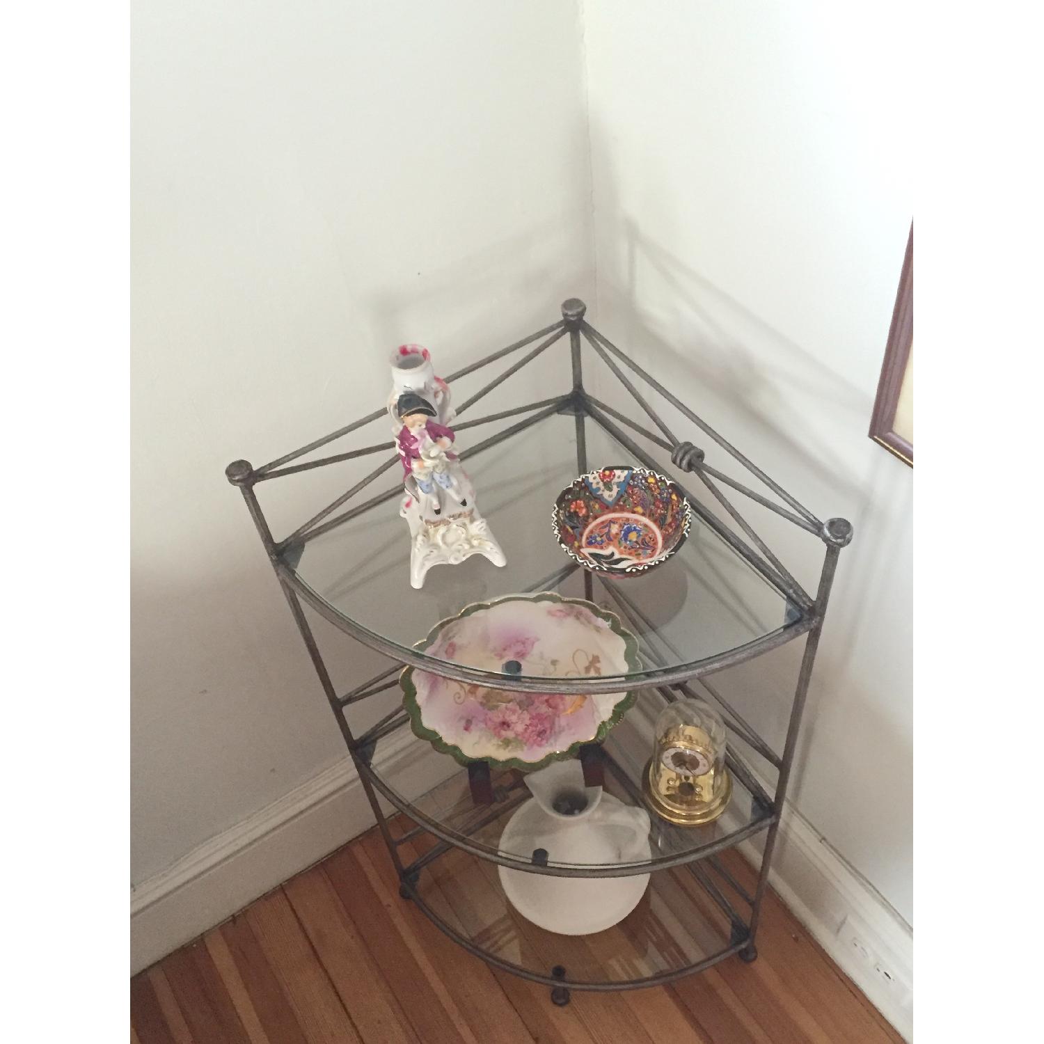 Brushed Iron & Glass Corner Shelves - image-3