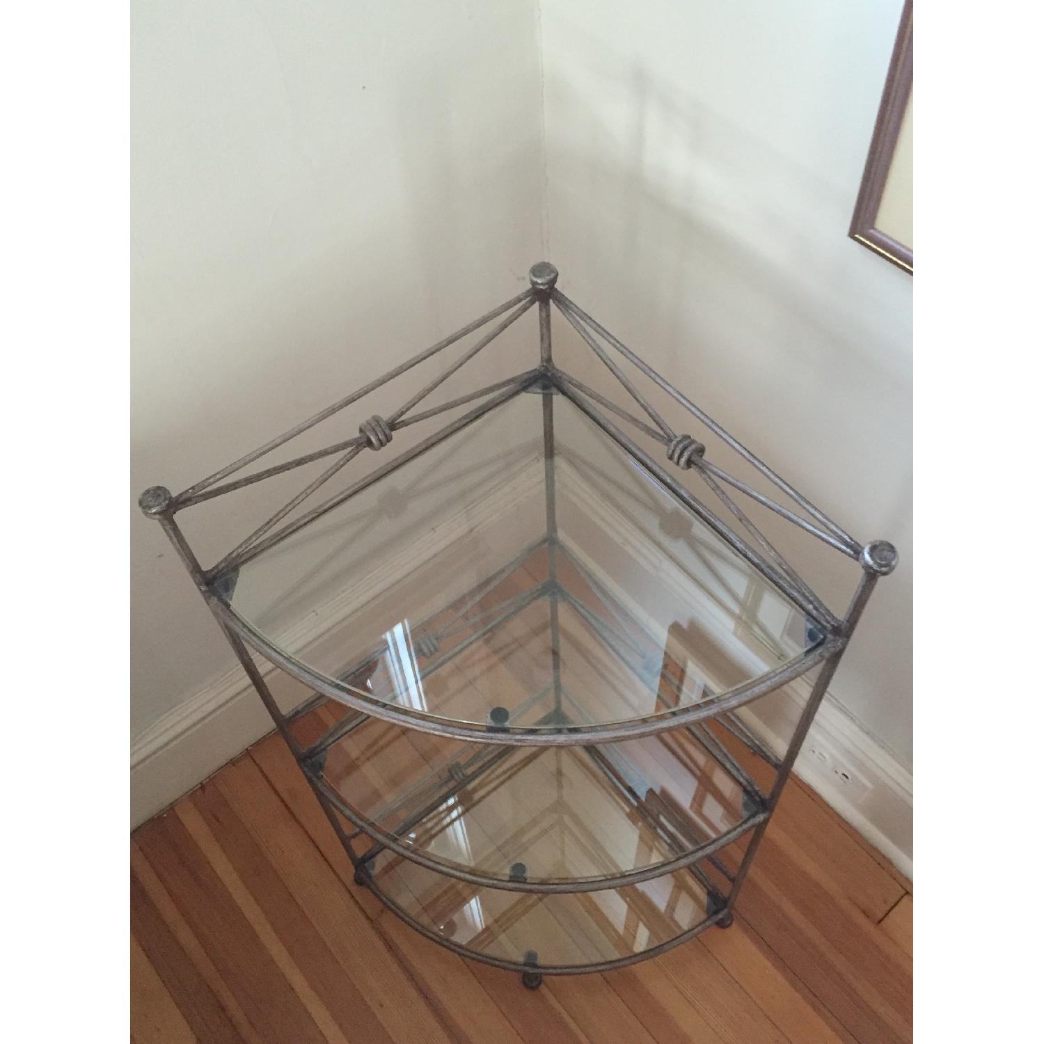 Brushed Iron & Glass Corner Shelves - image-5