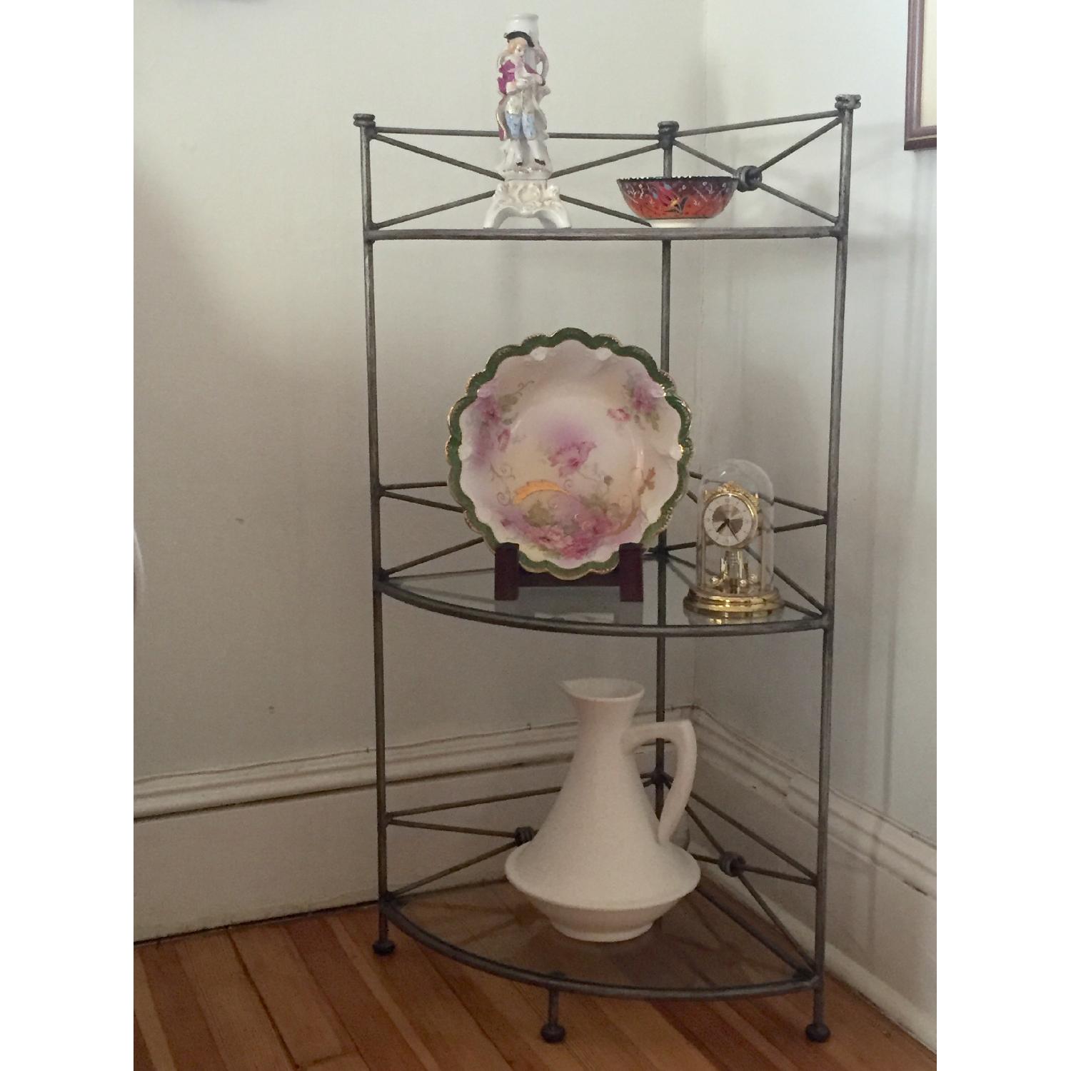 Brushed Iron & Glass Corner Shelves - image-6