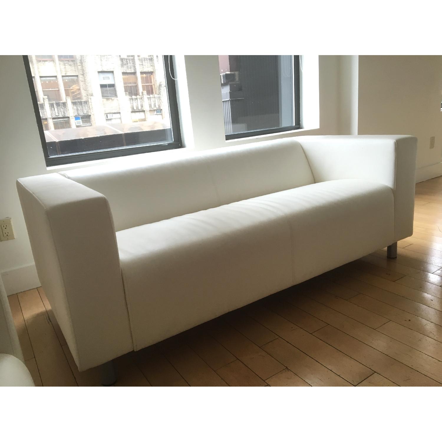 Ikea Klippan White Leather Loveseat - image-1
