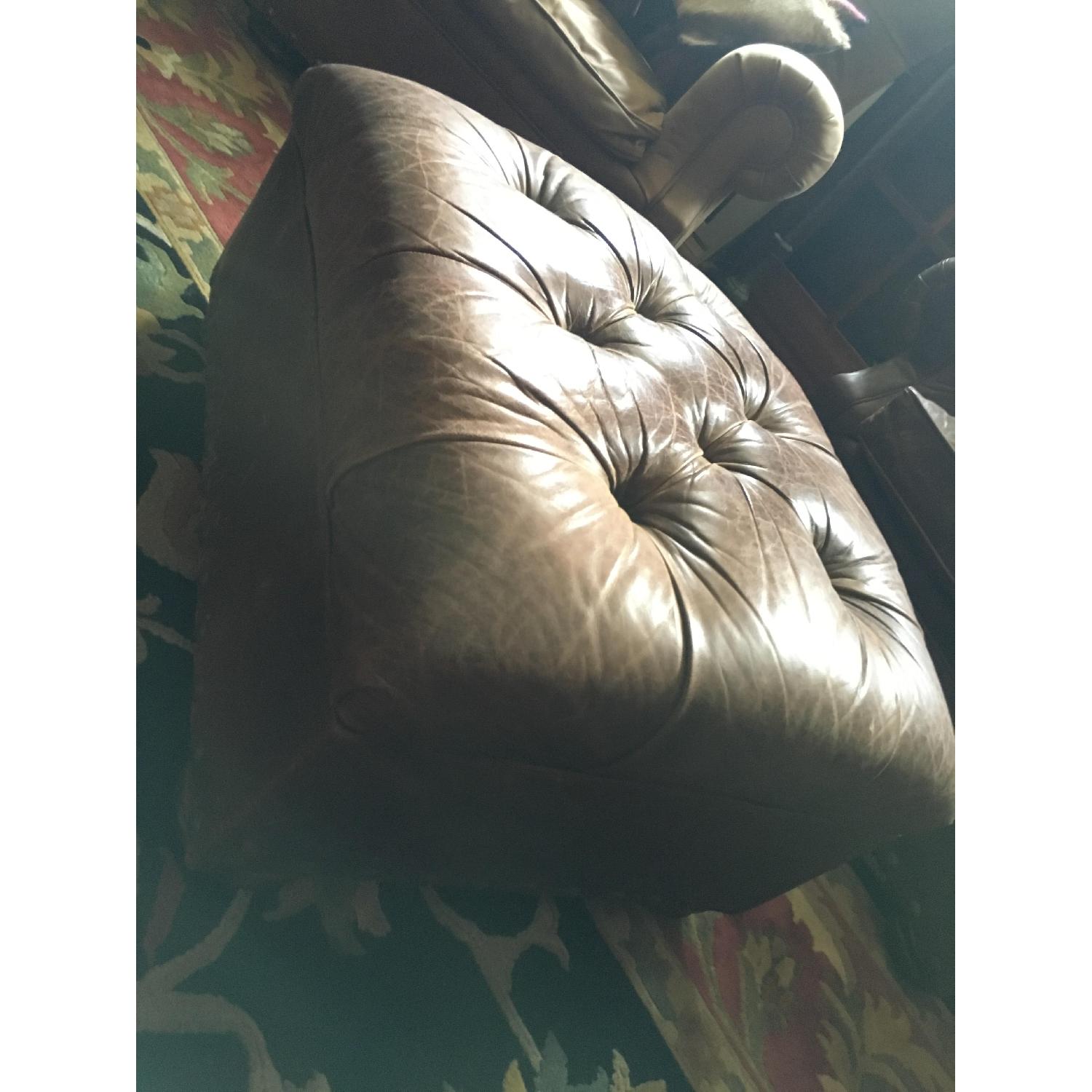 Restoration Hardware Mitchell Gold Buster Brown Leather Ottoman AptDeco