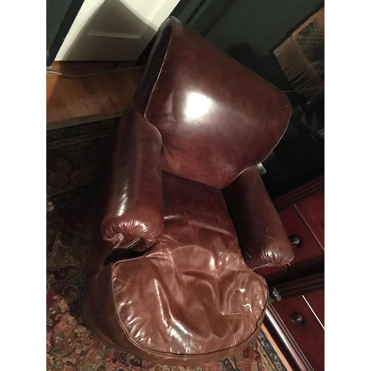 Restoration Hardware Brown Leather Library Chair - image-1