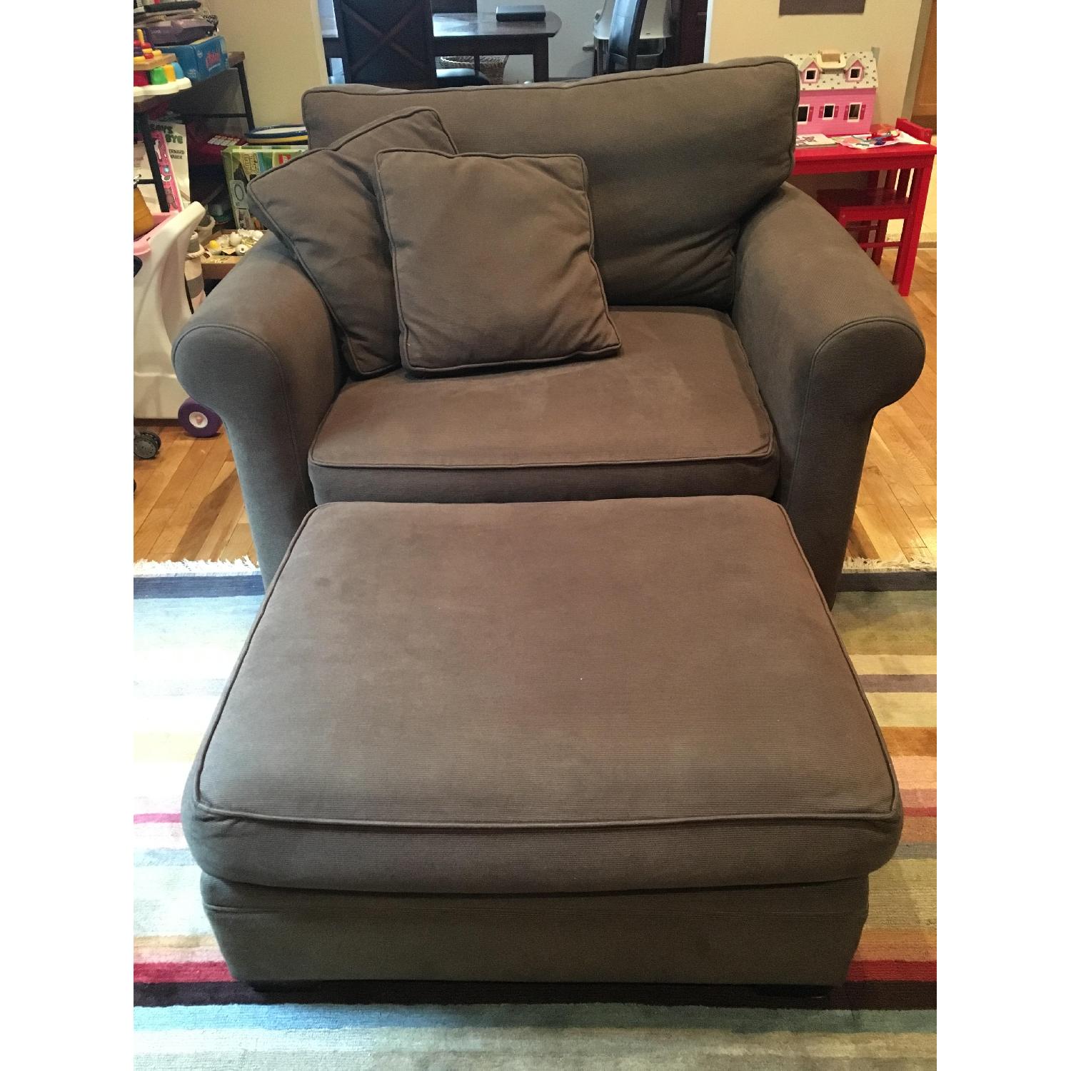 Crate & Barrel Oversized Chair/Loveseat with Ottoman - image-1