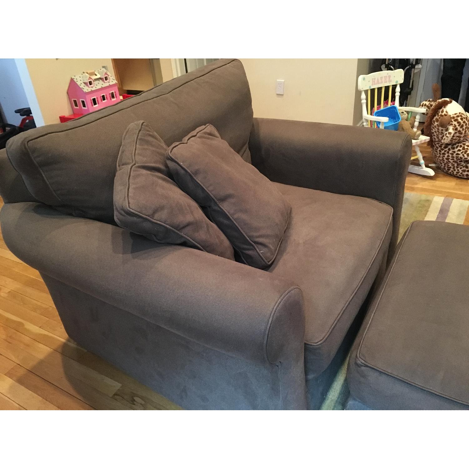 Crate & Barrel Oversized Chair/Loveseat with Ottoman - image-2