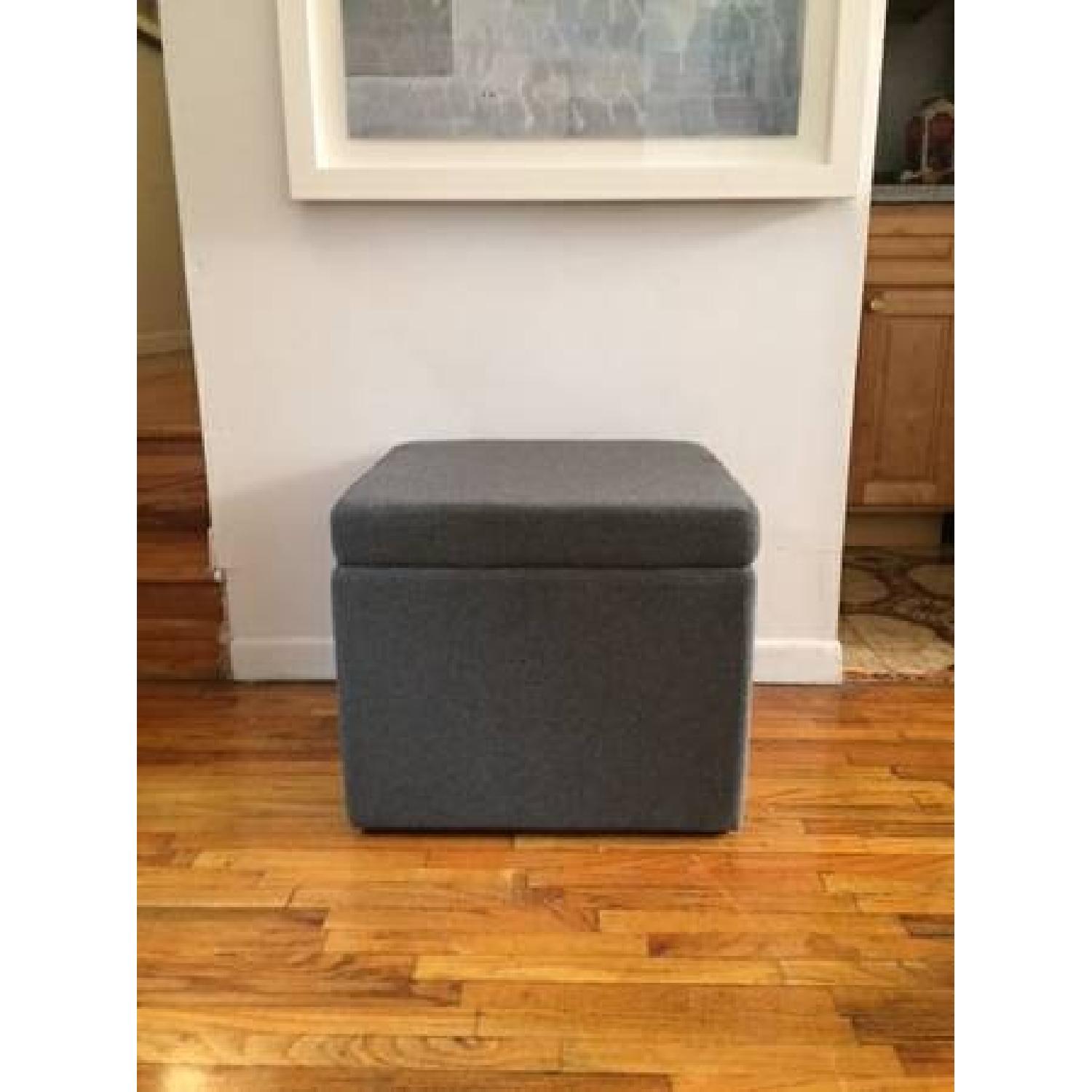 West Elm Grey Wool Storage Ottoman - image-1