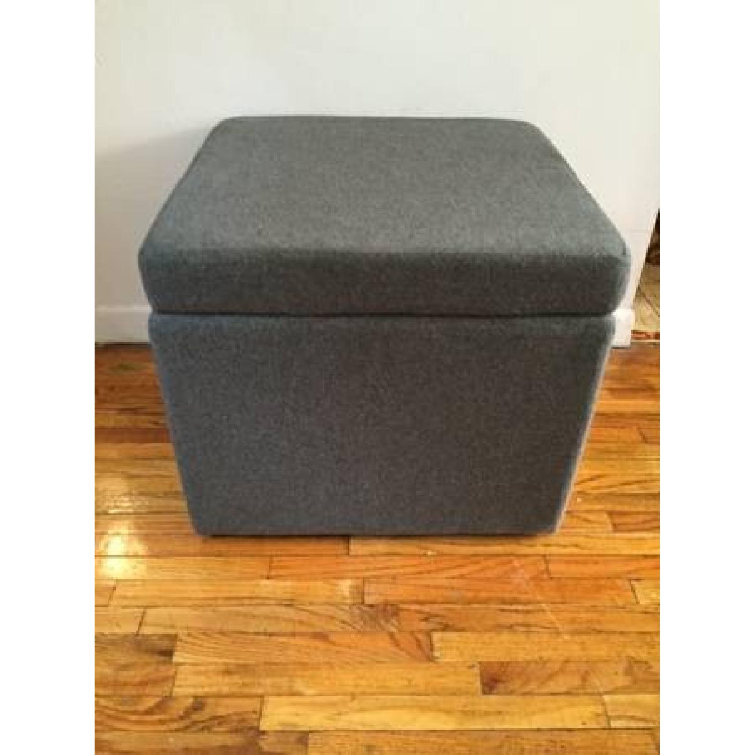 West Elm Grey Wool Storage Ottoman - image-2