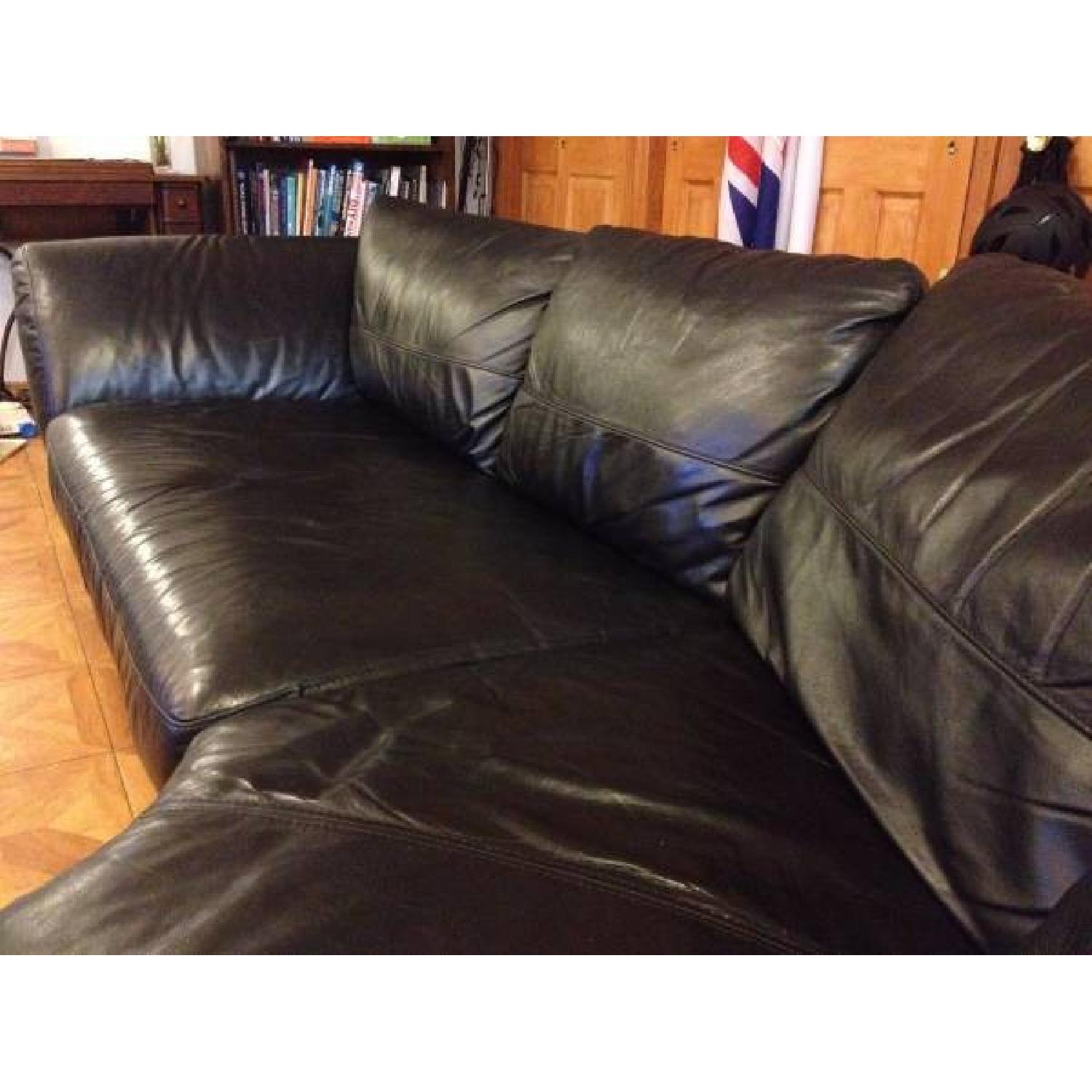 Black Leather Corner Sofa - image-3