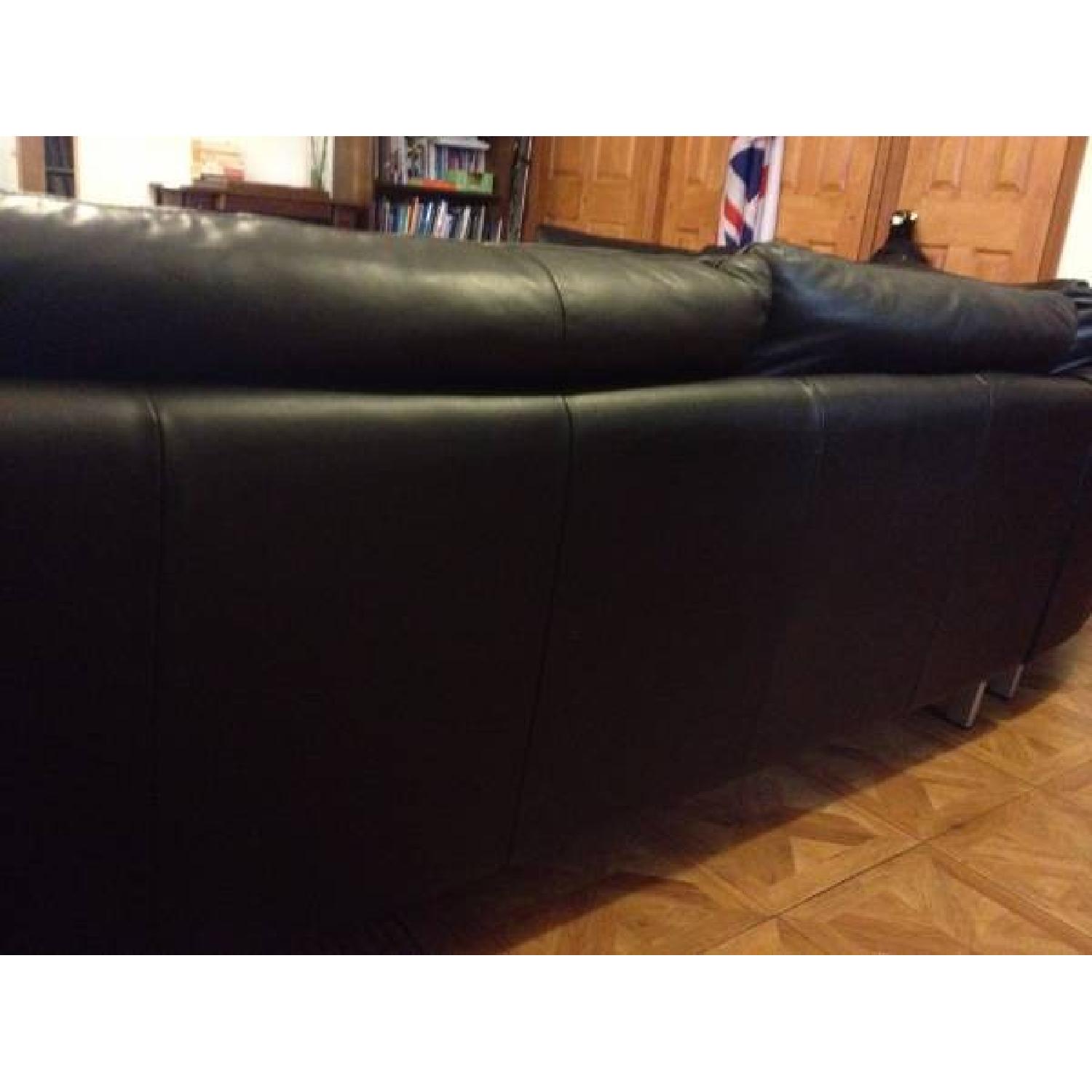 Black Leather Corner Sofa - image-5