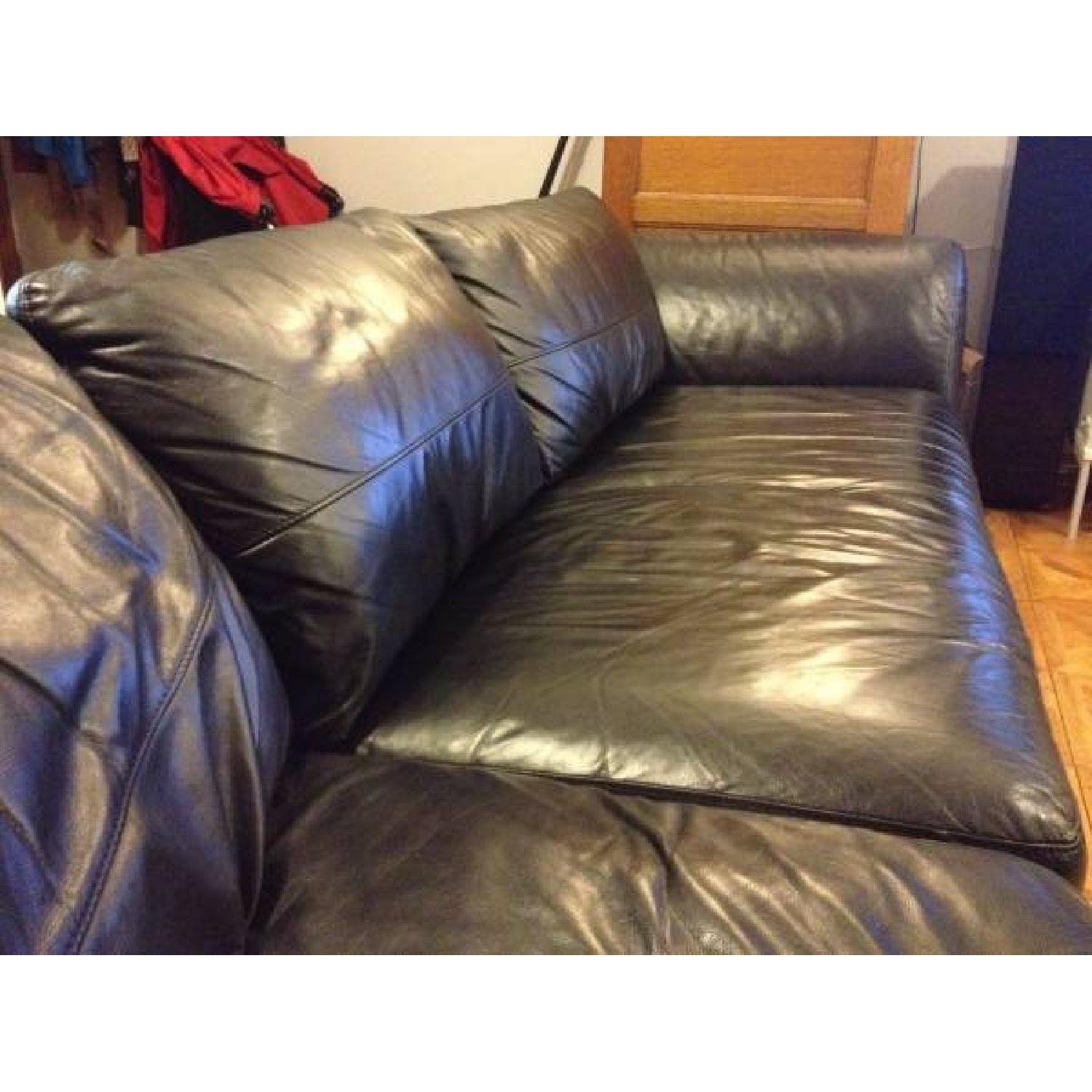 Black Leather Corner Sofa - image-6