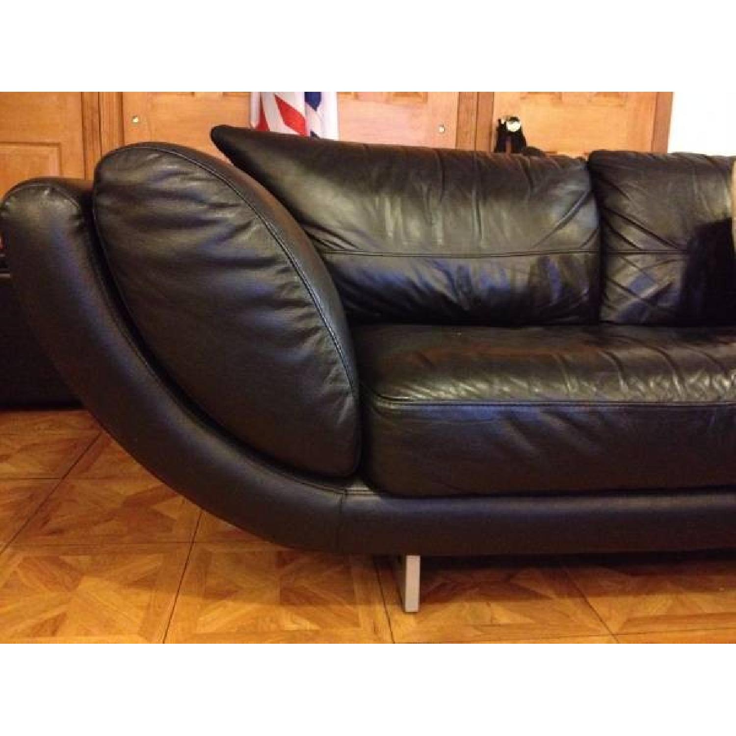 Black Leather Corner Sofa - image-7