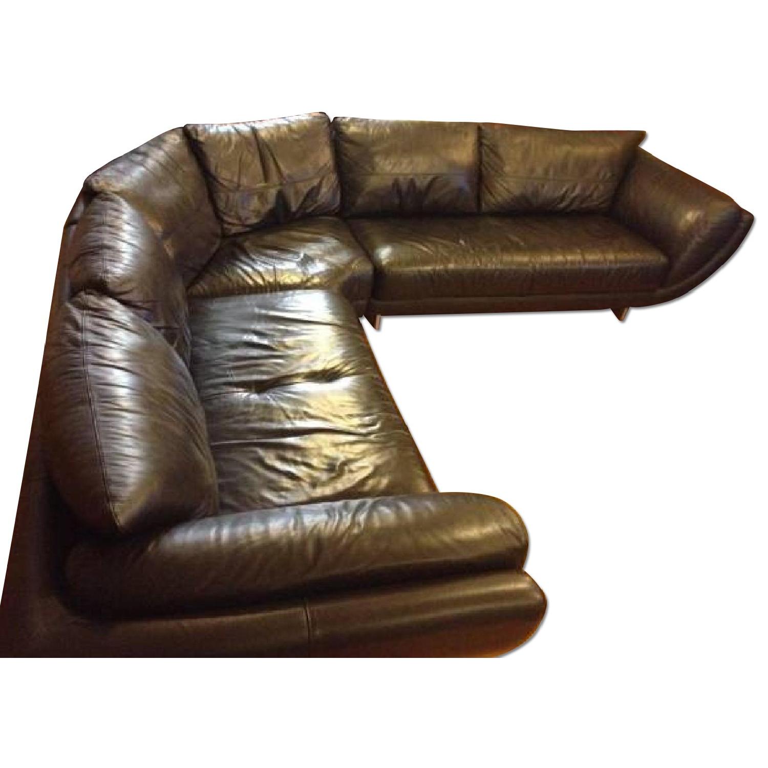 Black Leather Corner Sofa - image-8