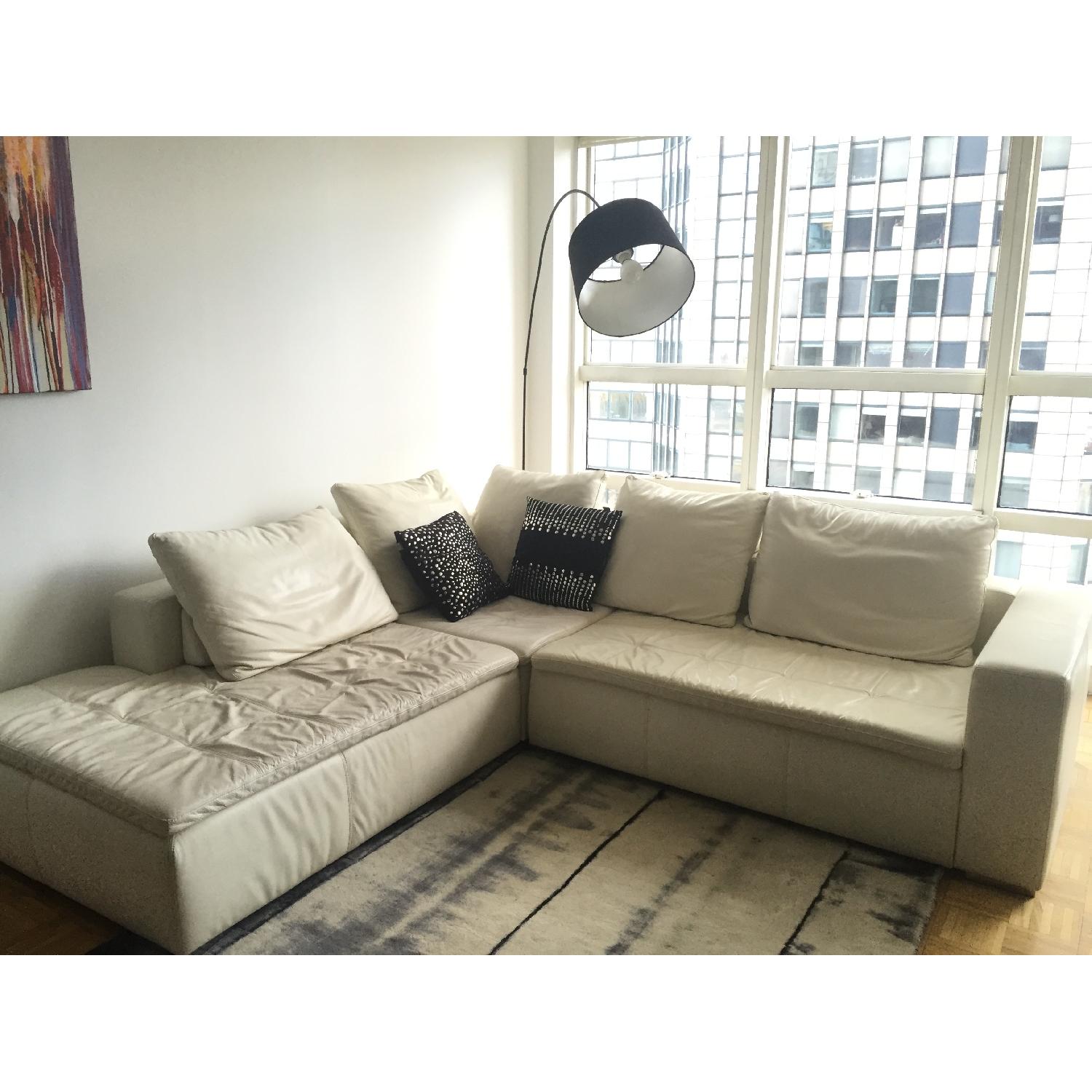 BoConcept White Leather Sectional Couch - image-1