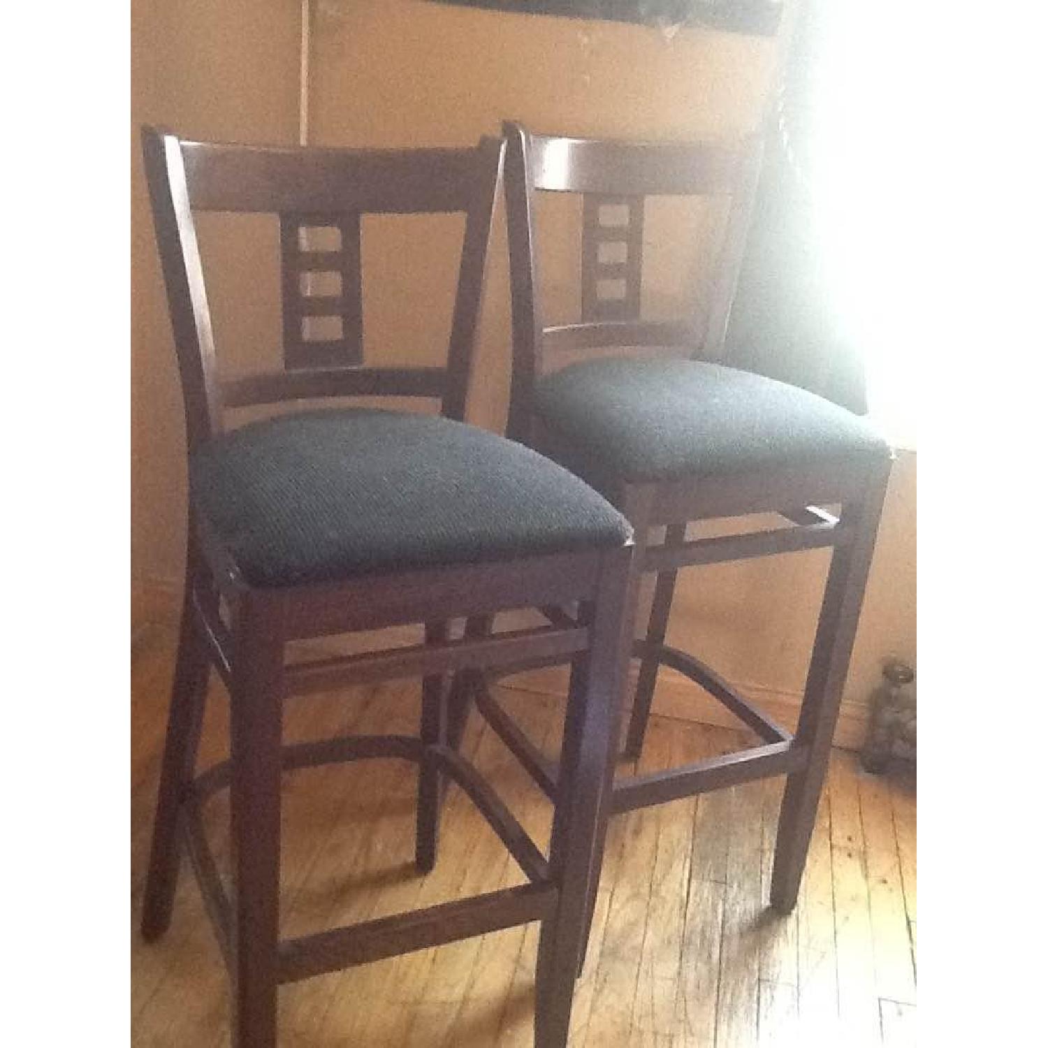 Solid Wood Cherry Finish Bar Stools/Counter Seats - Pair - image-1
