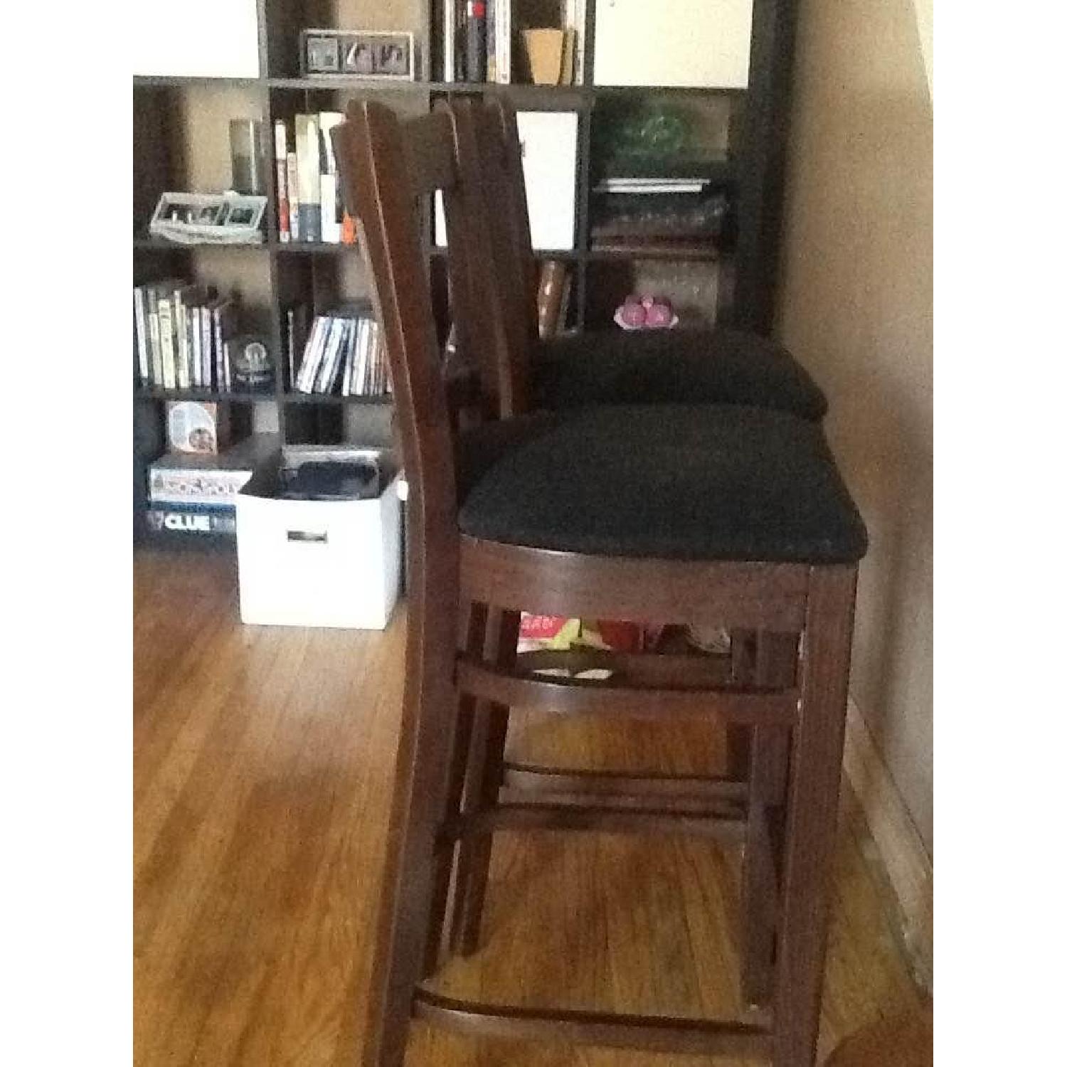 Solid Wood Cherry Finish Bar Stools/Counter Seats - Pair - image-3