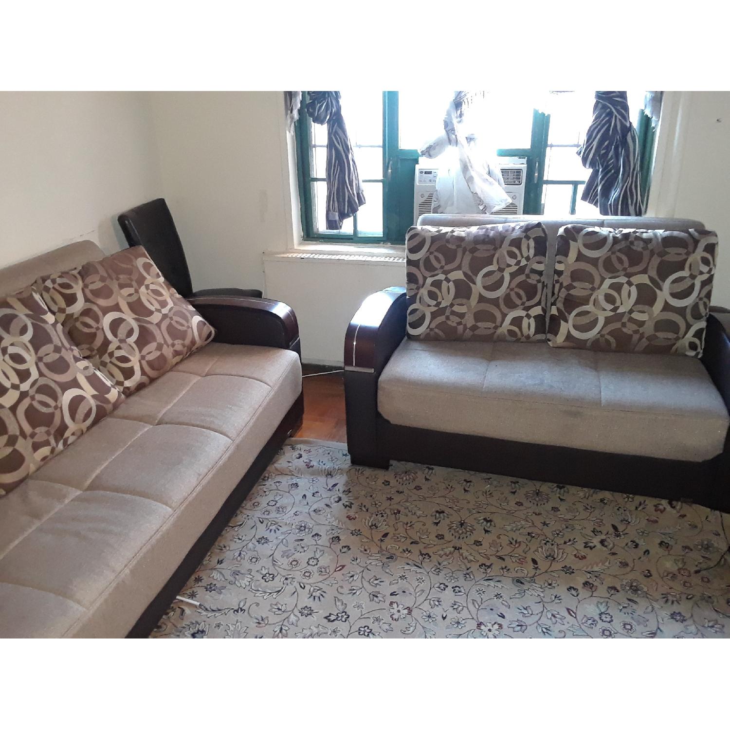 Brown Convertible Sofa Bed - image-1