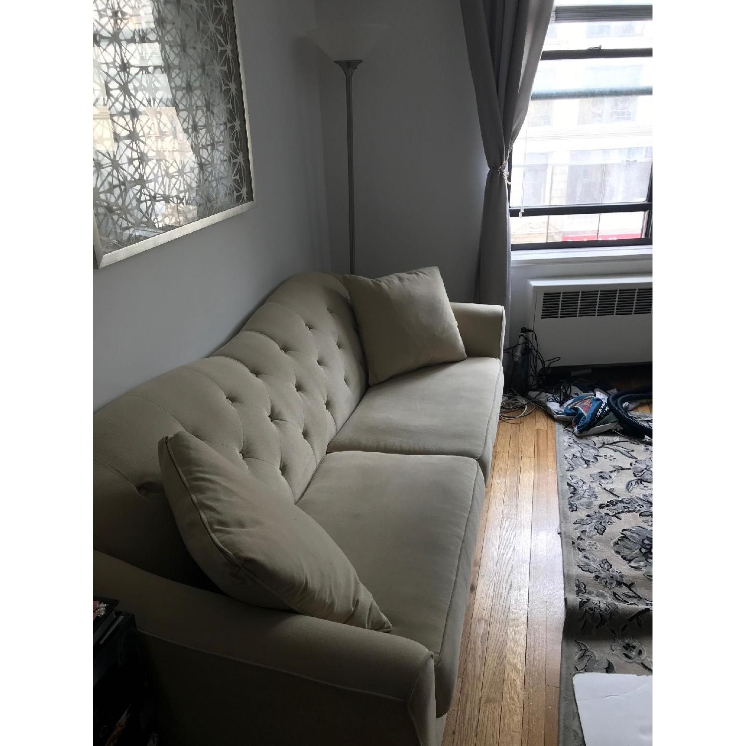 Bauhaus Tufted Sofa in Ivory Color AptDeco