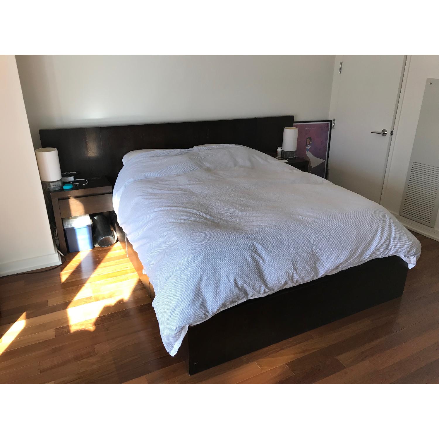 West Elm Queen Storage Bed w/ Floating Nightstands - image-2