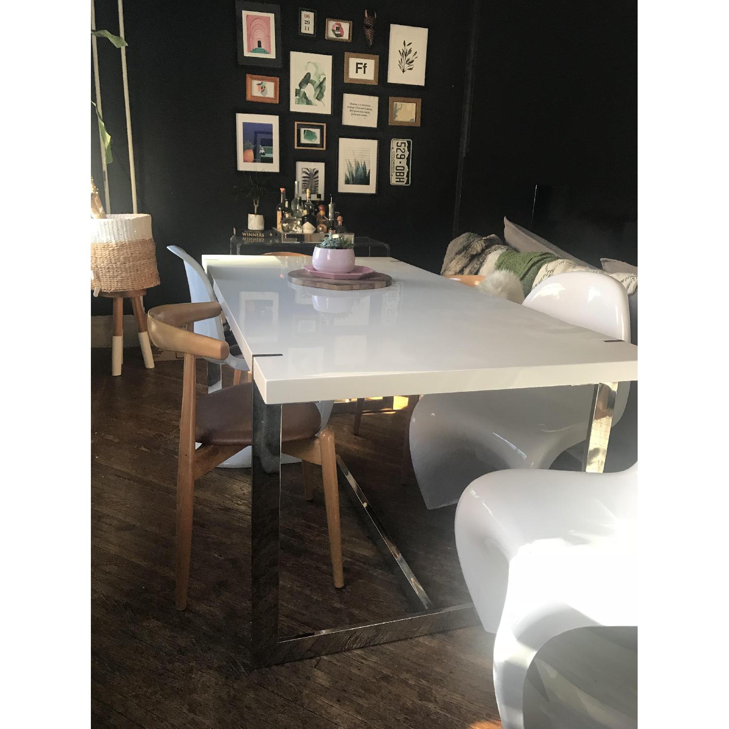 One Kings Lane Linus White Lacquer Dining Table - image-2