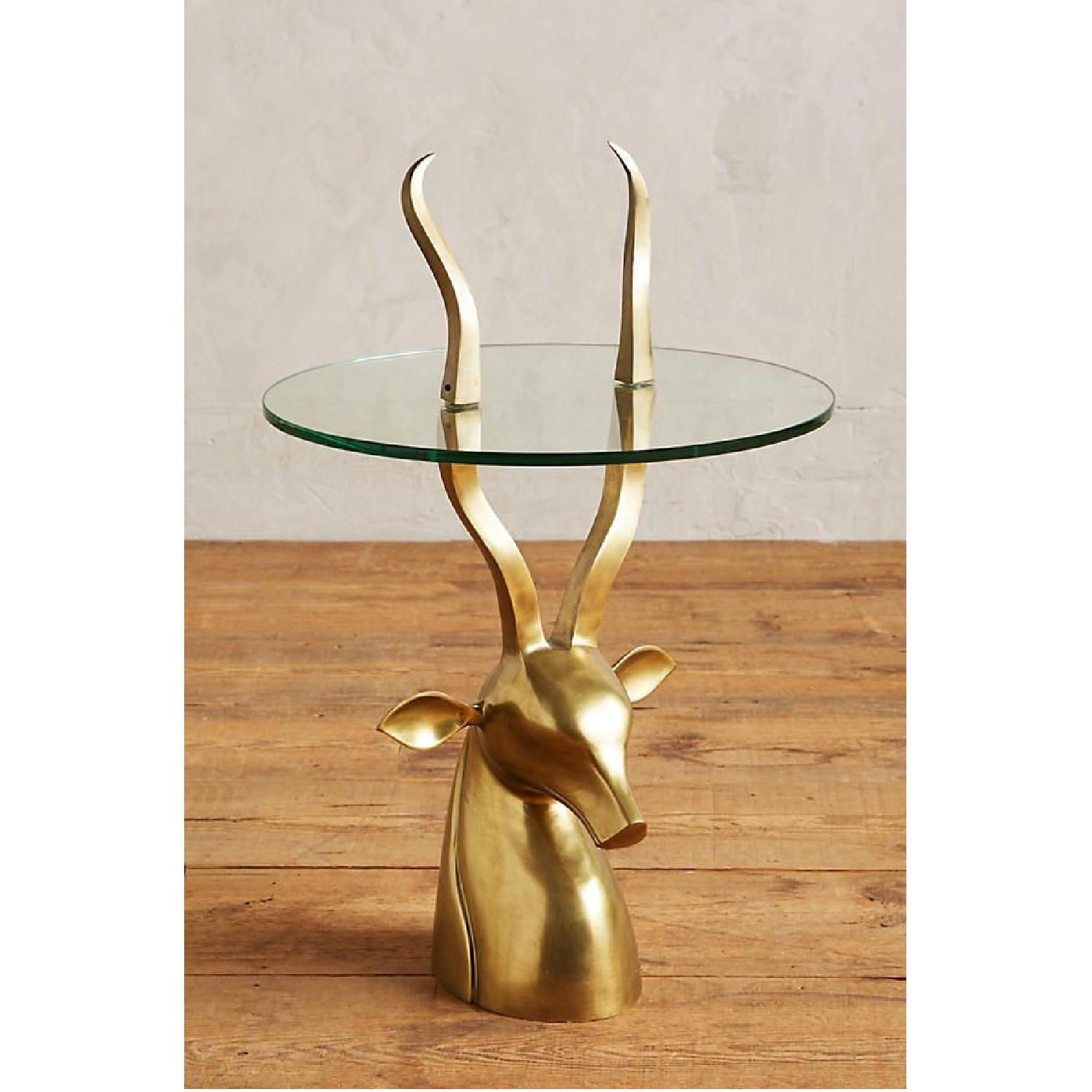 Anthropologie Ibex Brass & Glass Side Table - image-1