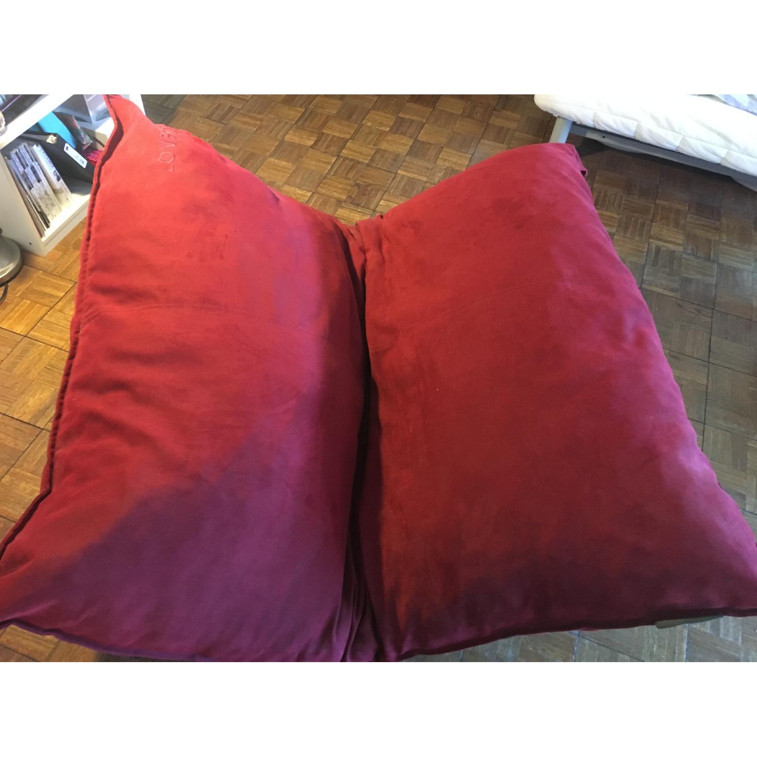 Lovesac Pillow Bean Bag Loveseat w/ Rocker Frame in Red - image-2