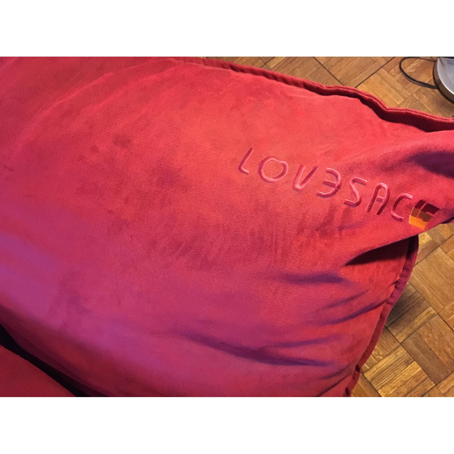 Lovesac Pillow Bean Bag Loveseat w/ Rocker Frame in Red - image-4